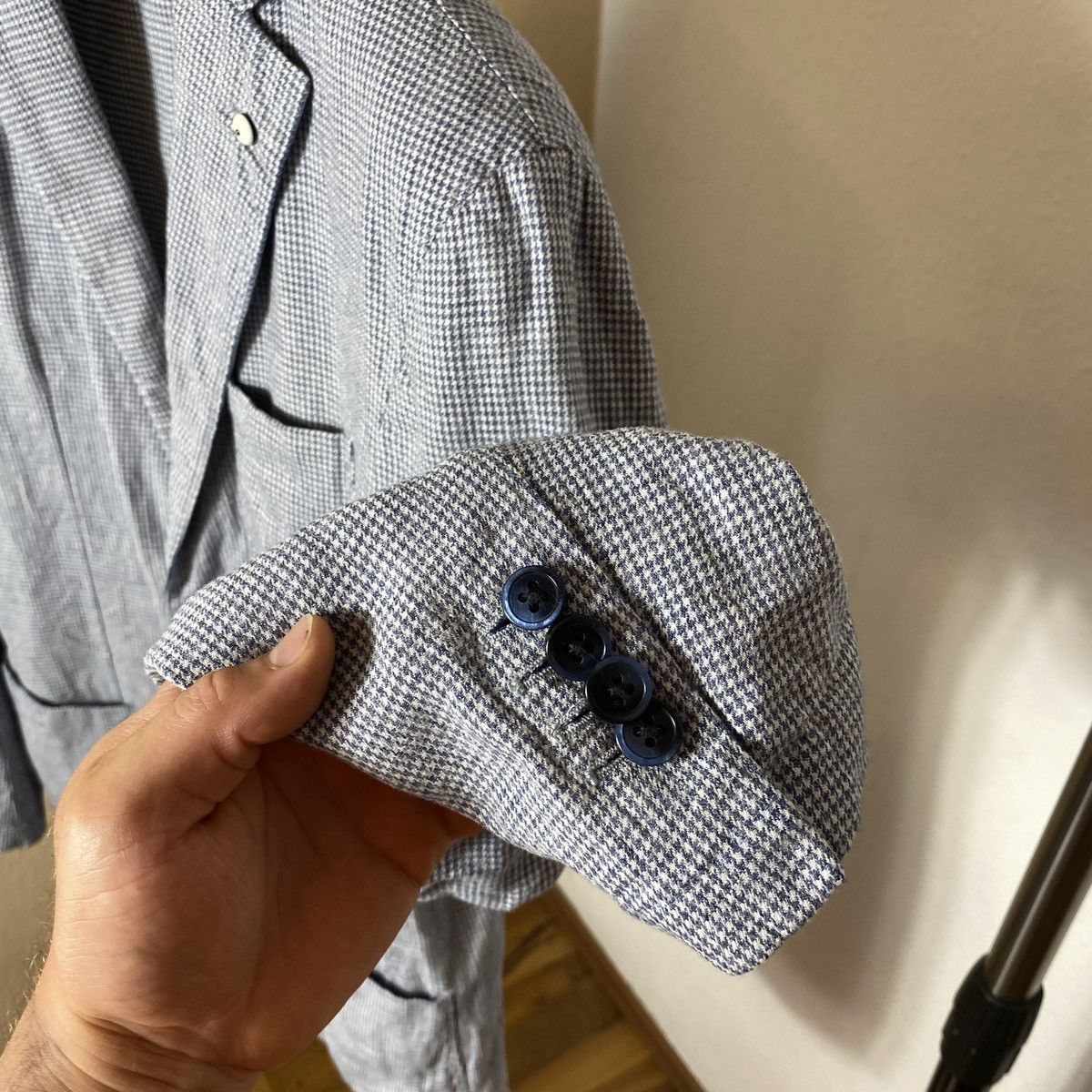 L.B.M. 1911 Linen & Nylon Blazef L.B.M 1911 blau mens Size 48R - 3 Thumbnail