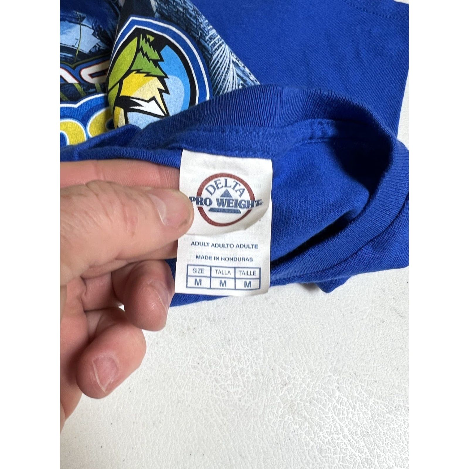 Delta NASCAR T-Shirt Blue Short Sleeve M Men Crew Neon Racing 2014 New Hampshire RV 301 Delta Cotton Size US M / EU 48-50 / 2 - 5 Thumbnail