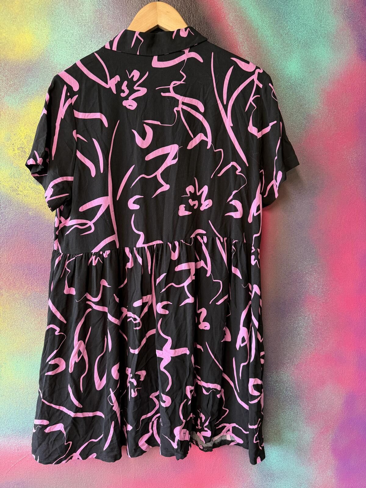 Other New look black and pink abstract print dress in size 14 Size L / US 10 / IT 46 - 4 Thumbnail