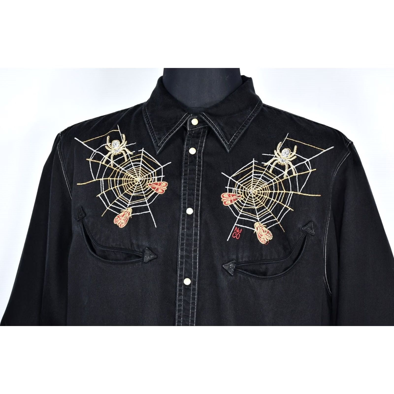 Nudie Jeans Nudie Jeans Stellan Spider Web Embroidered Shirt Men's 2XL Black Lyocell Long Sleeve Button-Up Western Casual Size US XXL / EU 58 / 5 - 2 Thumbnail
