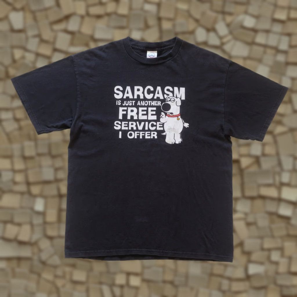Delta VINTAGE Delta Family Guy FOX TV Promo Graphic T Shirt L Black Cotton Crew Neck Mens 2006 Funny Brian Sarcasm Graphic Print Short Sleeve Size US L / EU 52-54 / 3 - 1 Thumbnail