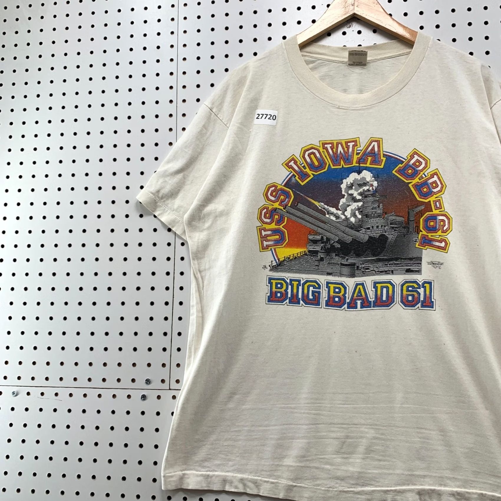 Fruit Of The Loom VINTAGE 80s USA Navy Shirt White Single Stitch USS IOWA BB 61 Large Fruit of the Loom T-Shirt Size US L / EU 52-54 / 3 - 3 Thumbnail