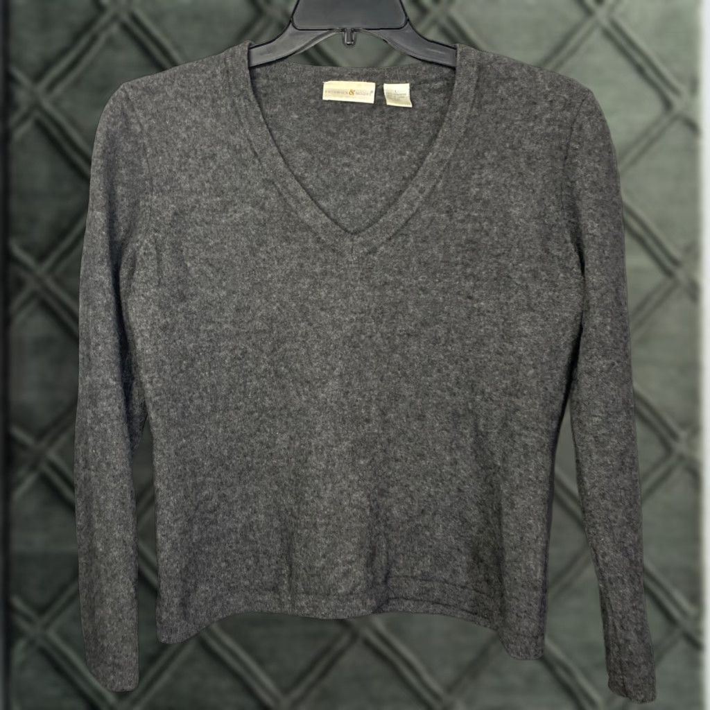 Vintage VINTAGE Preswick & Moore 100% Cashmere Sweater Womens L Gray Crew Neck Long Sleeve Pullover Knit Lightweight Size L / US 10 / IT 46 - 1 Thumbnail