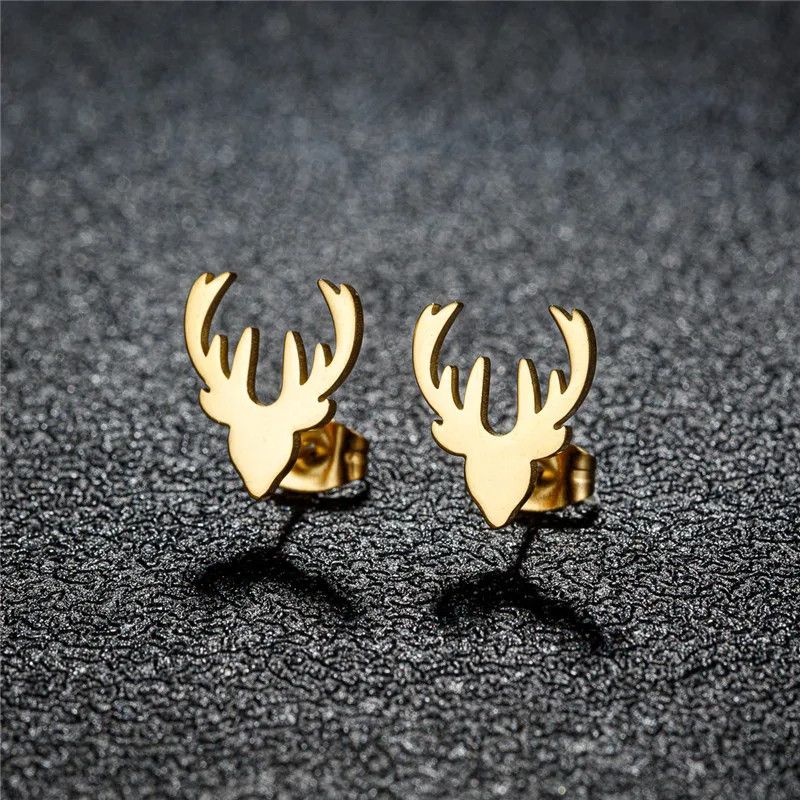 Jewelry Christmas Deer Mini Stud Earrings Charm Earring Gift Size ONE SIZE - 1 Thumbnail
