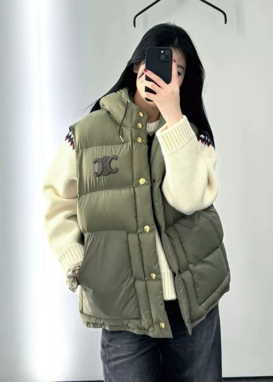 Celine Celine Military Green Hooded Vest Coat Size XS / US 0-2 / IT 36-38 - 1 Thumbnail