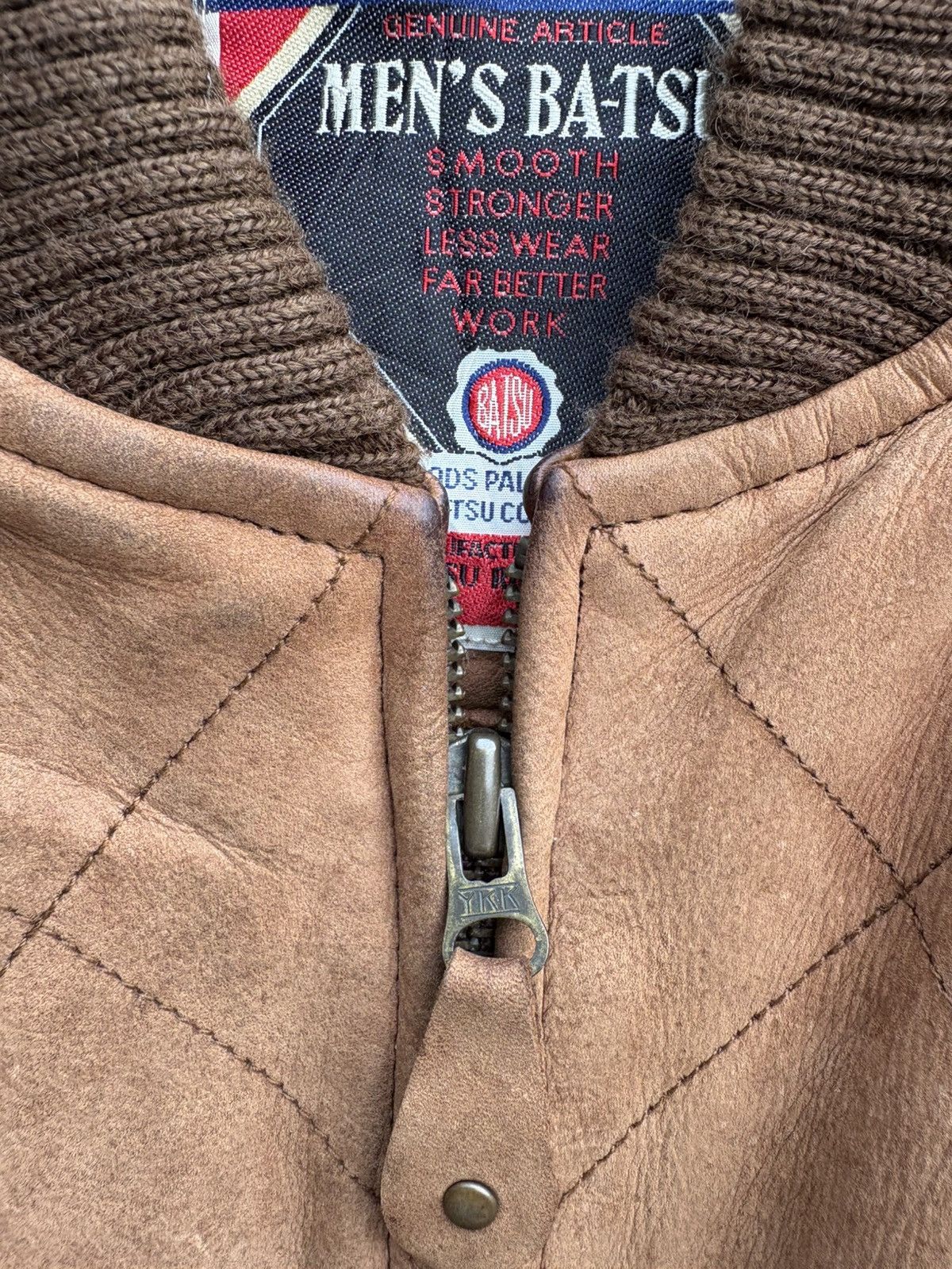 Japanese Brand Vintage Men’s Ba-Tsu Brown Quilted Leather Bomber Jacket Size US M / EU 48-50 / 2 - 3 Thumbnail
