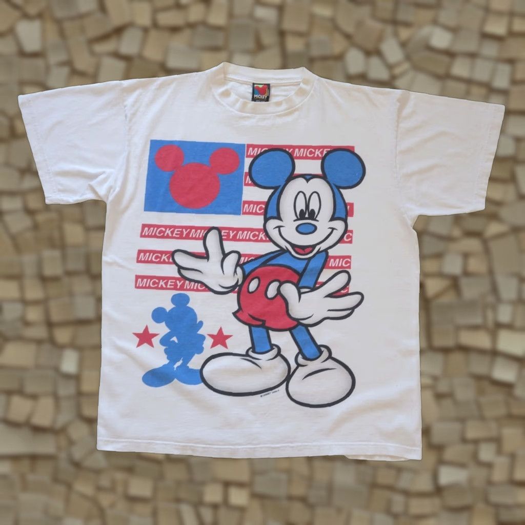 Mickey Unlimited VINTAGE MICKEY MOUSE CARTOON T-SHIRT White ONE SIZE Adult Men Graphic 90s Flag AOP Retro Disney Nike? Wait. Size US M / EU 48-50 / 2 - 1 Thumbnail