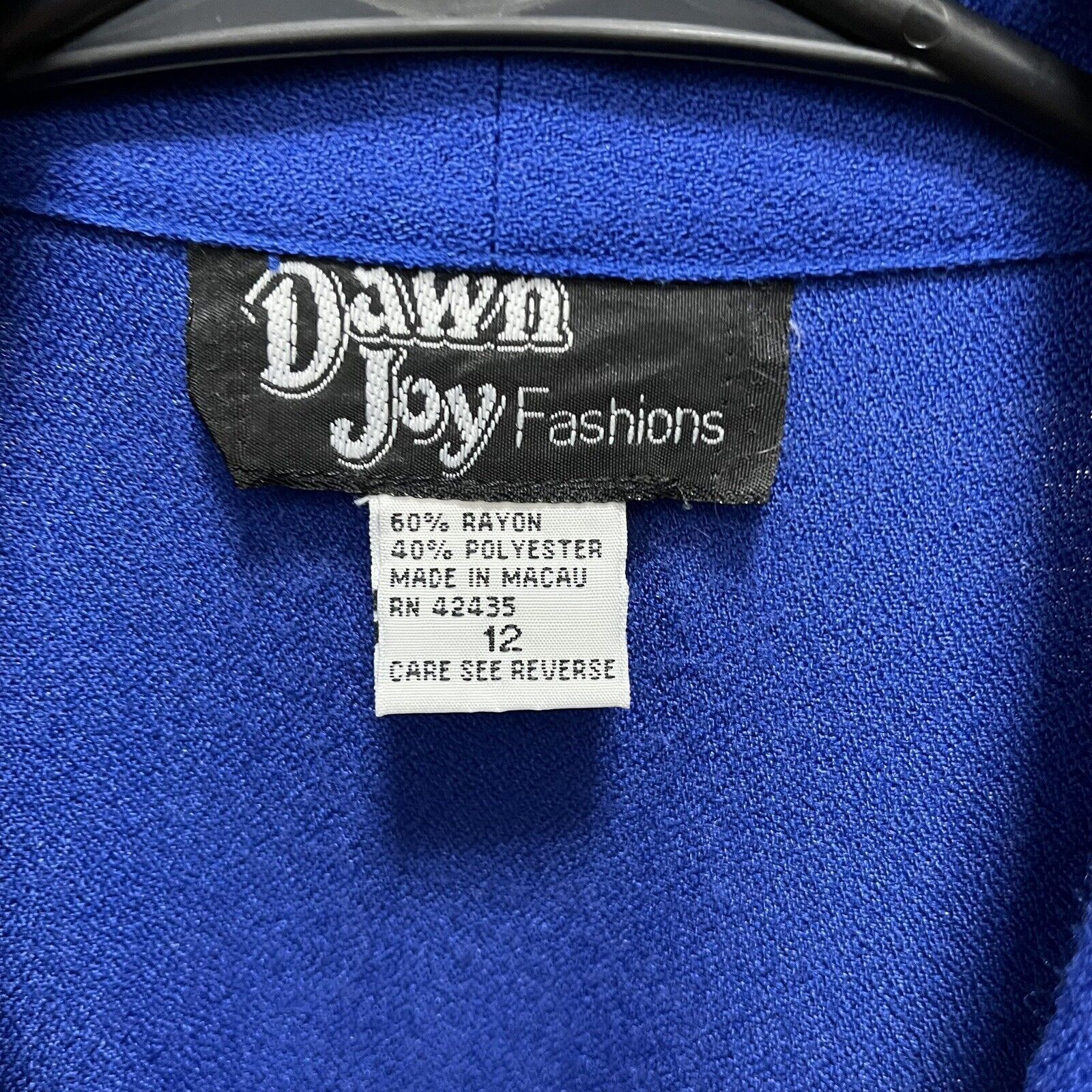 Vintage Dawn Joy | Vintage 80s Royal Blue Wiggle Dress Buttoned 12 Size XL / US 12-14 / IT 48-50 - 4 Thumbnail
