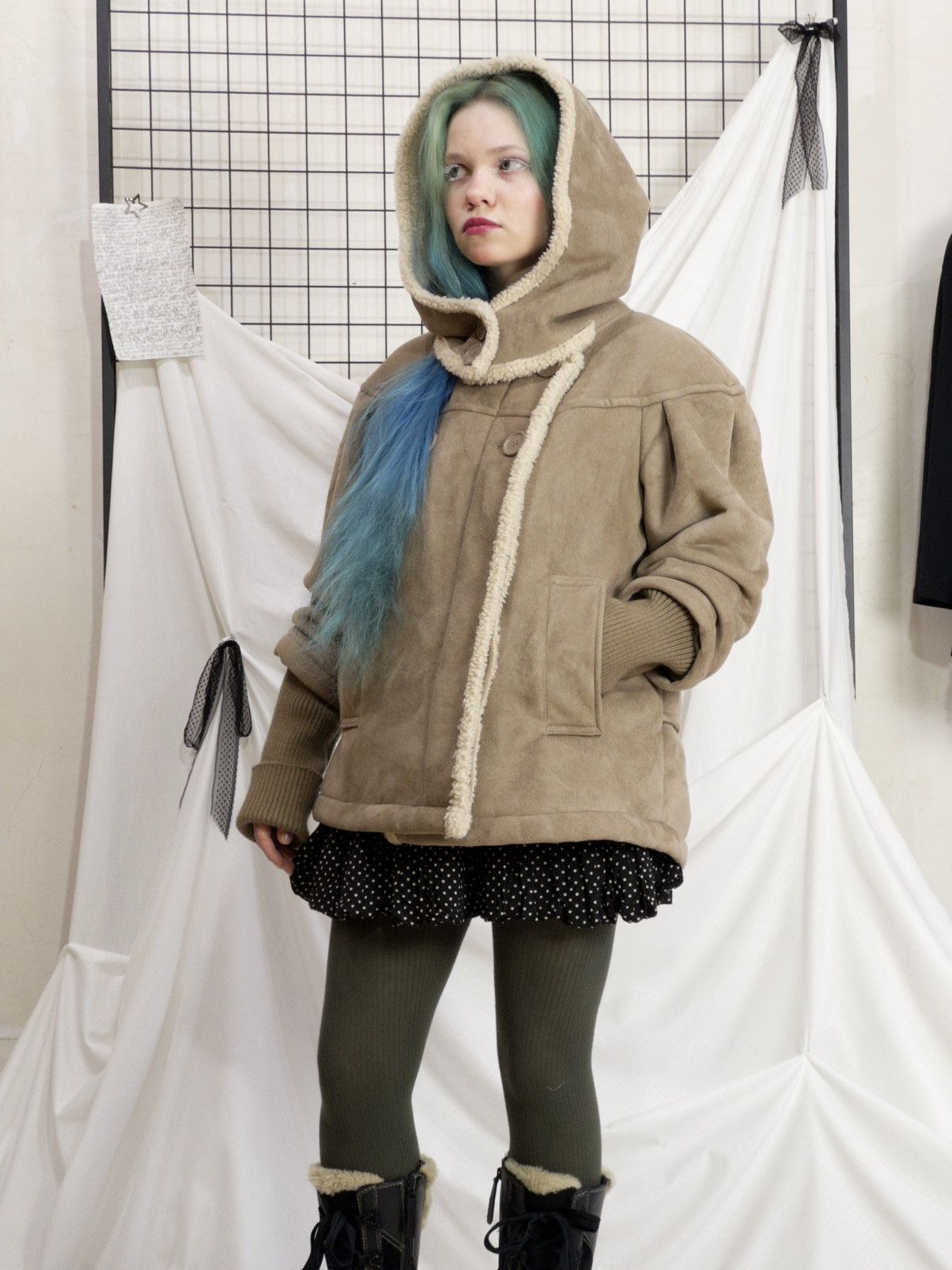 Vintage Faux shearling hooded coat in beige mori kei softcore Size M / US 6-8 / IT 42-44 - 11 Thumbnail