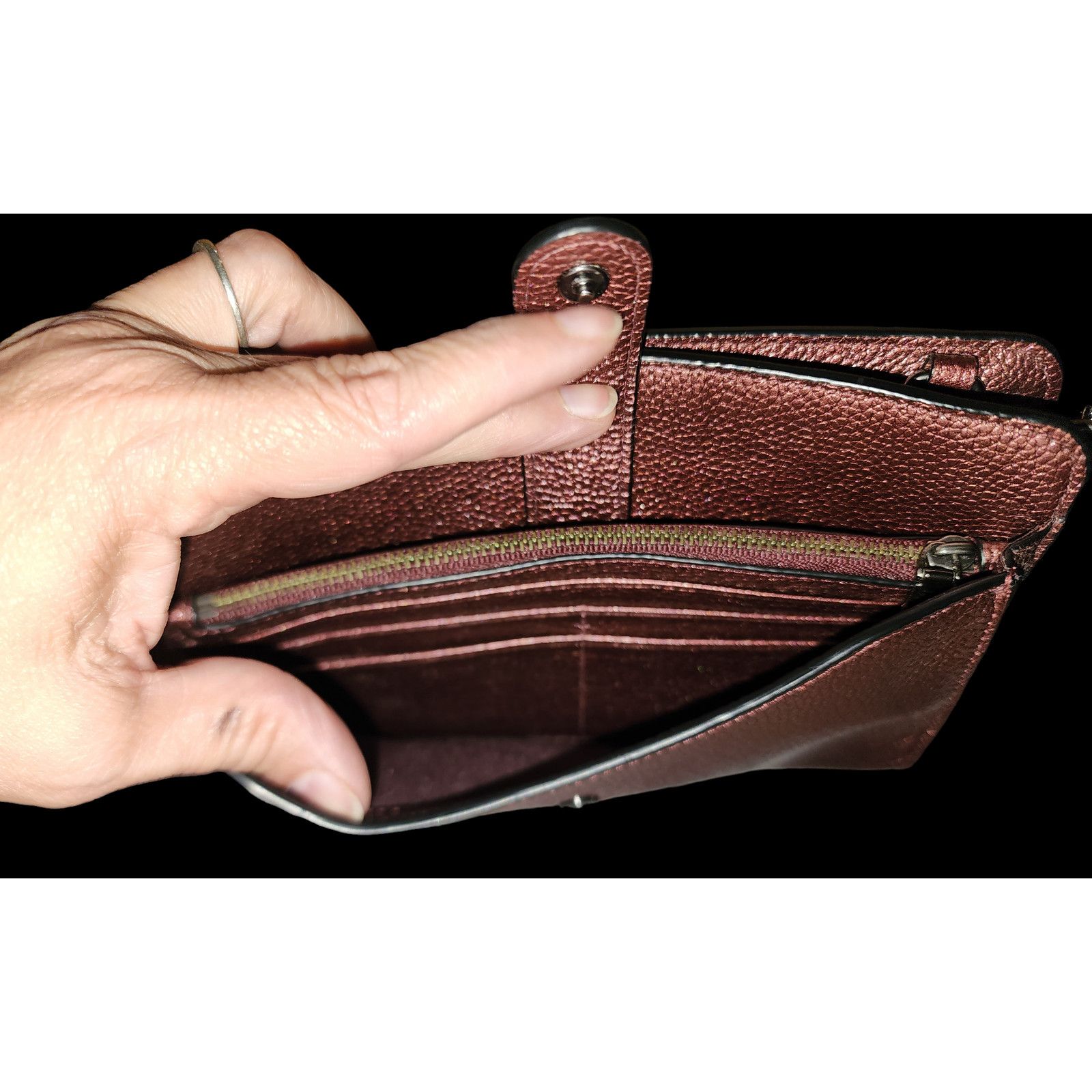 Coach COACH "Noah" In Metallic Cherry Leather Small Crossbody Bag Size ONE SIZE - 3 Thumbnail