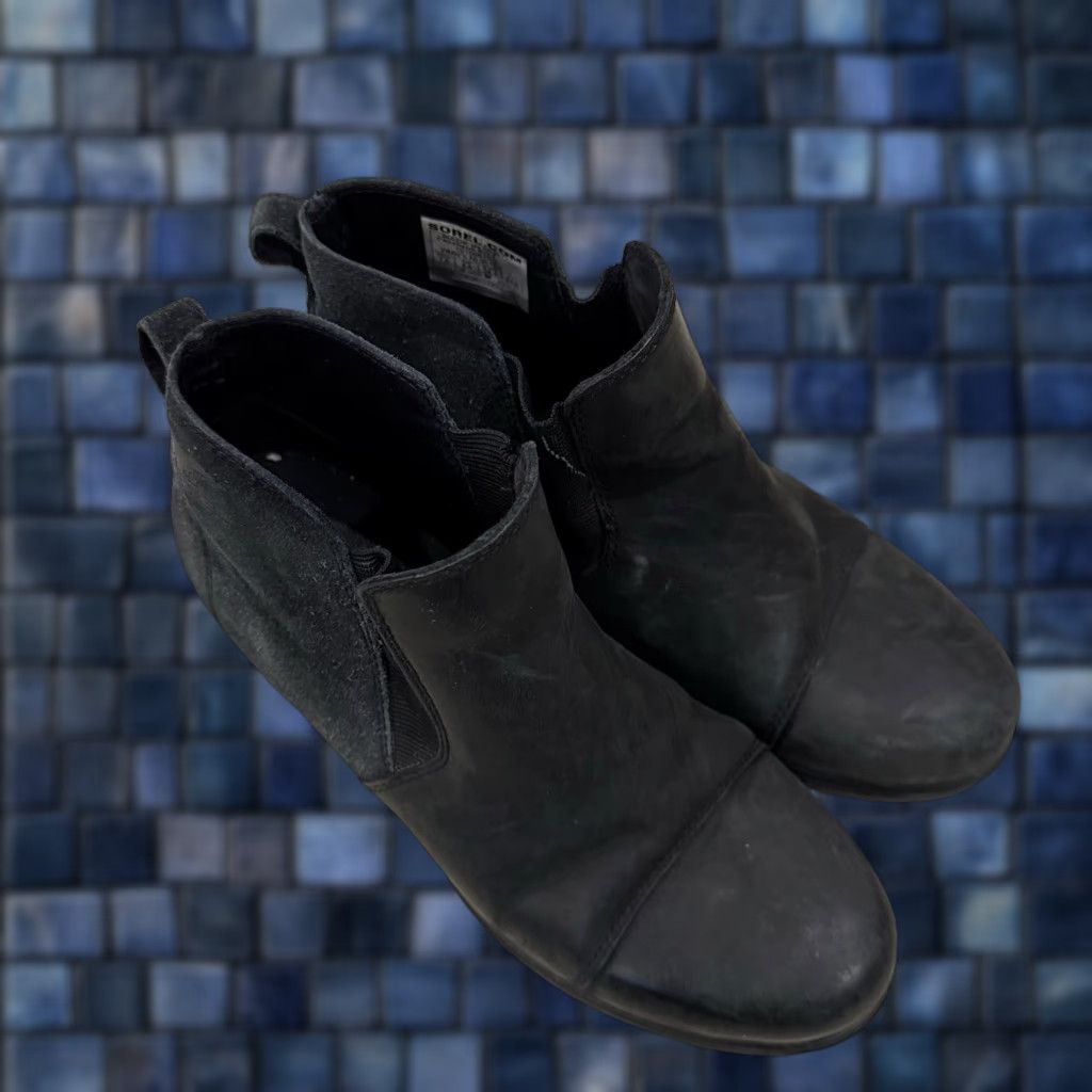 SOREL Sorel Boots Womens 7.5 Evie Chelsea Black Pull On Comfort Wedge Heels NL3816-010 Size US 8 / IT 38 - 1 Thumbnail