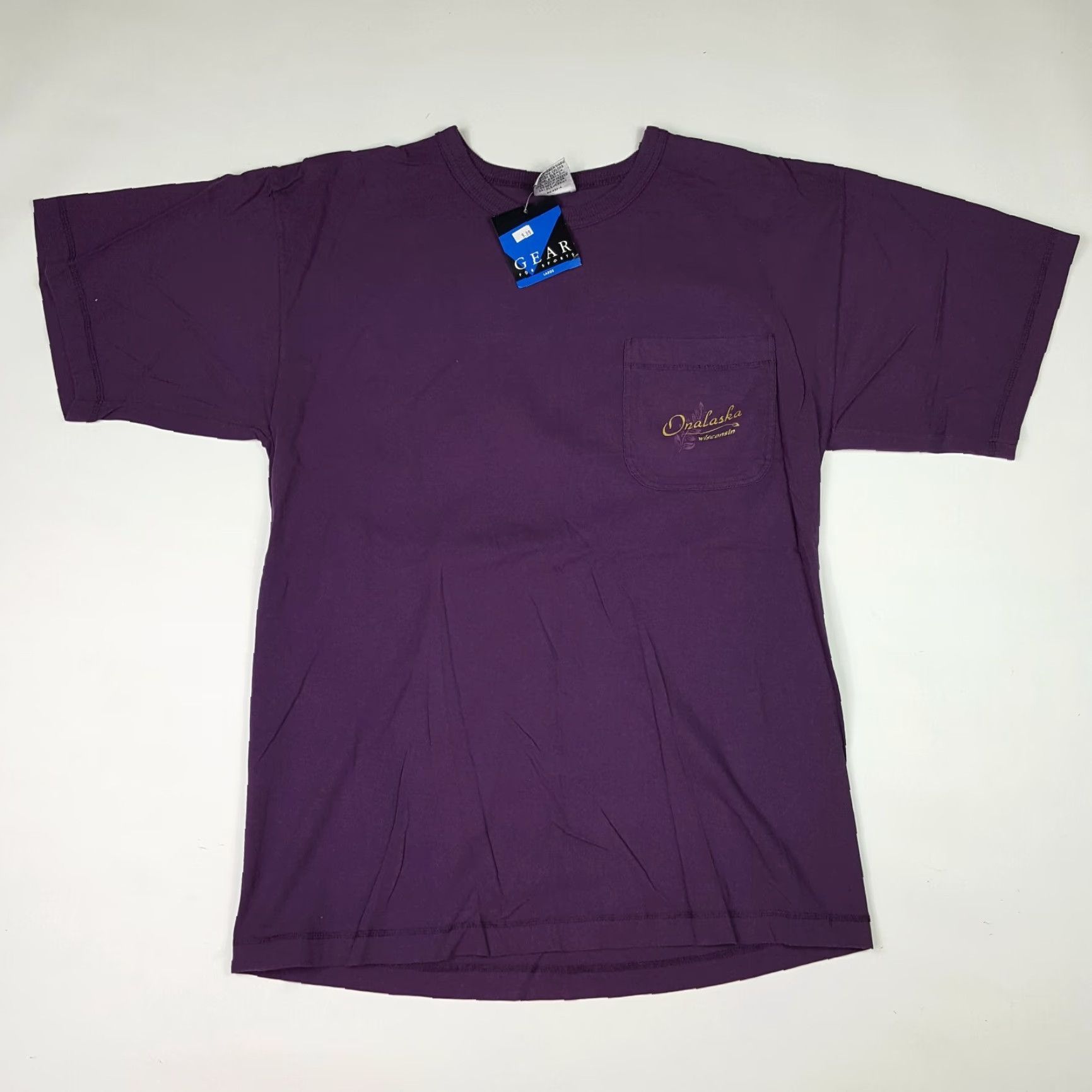Vintage VTG Onalaska Wisconsin Plum Purple Men's Size Large USA Made Retro Y2K T Shirt Size US L / EU 52-54 / 3 - 3 Thumbnail