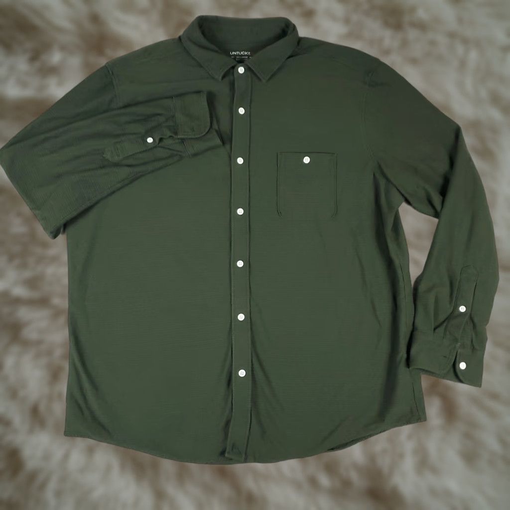 UNTUCKit UNTUCKit Shirt Mens 2XL Green Button-Up Long Sleeve Casual Business Formal Vintage: No (ignore) Size US XXL / EU 58 / 5 - 1 Thumbnail