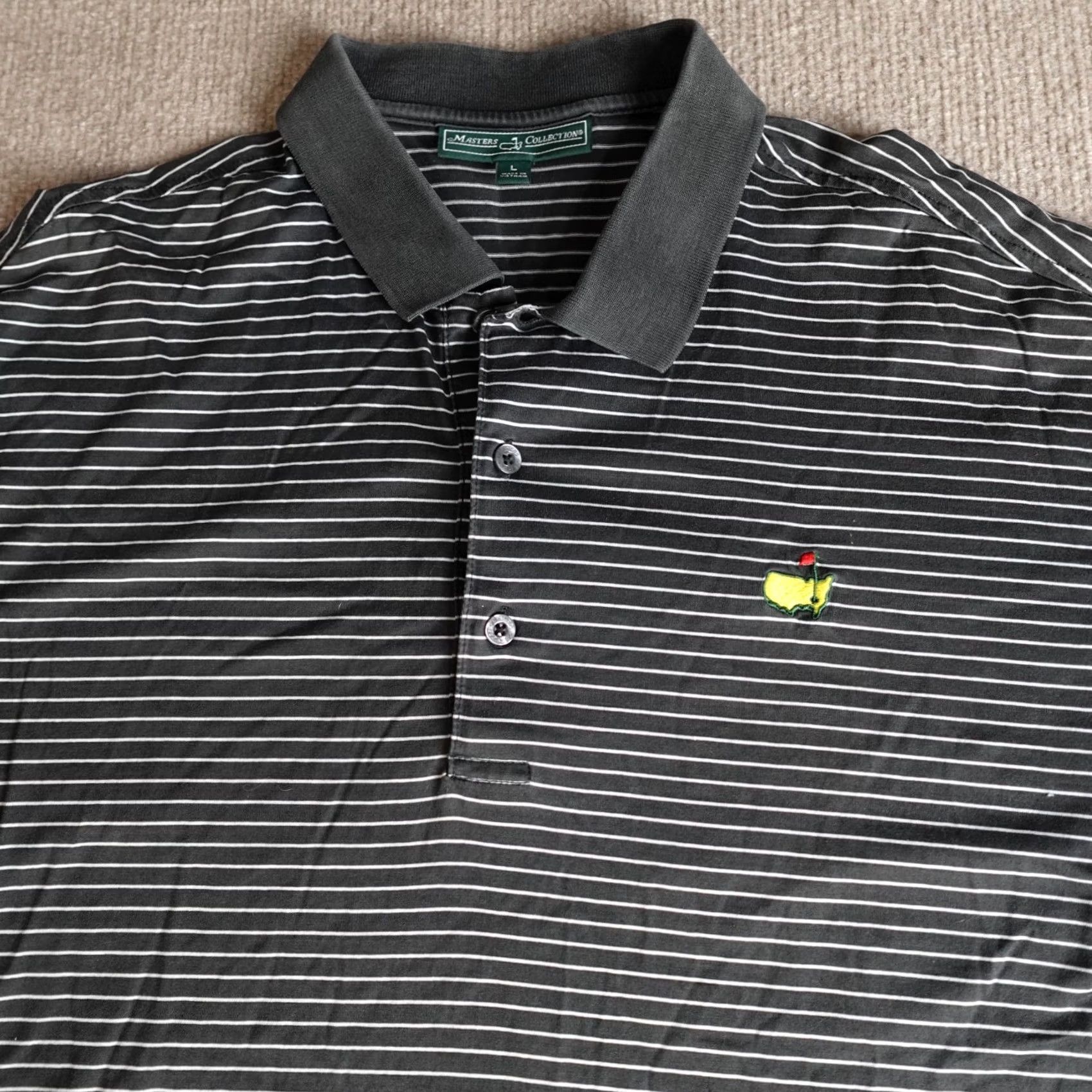 Vintage Masters Polo Shirt Mens Large Gray Striped Pima Cotton Clubhouse Collection Golf Button Collared Short Sleeve Embroidered Casual Regular Vintage? No Size US L / EU 52-54 / 3 - 2 Thumbnail