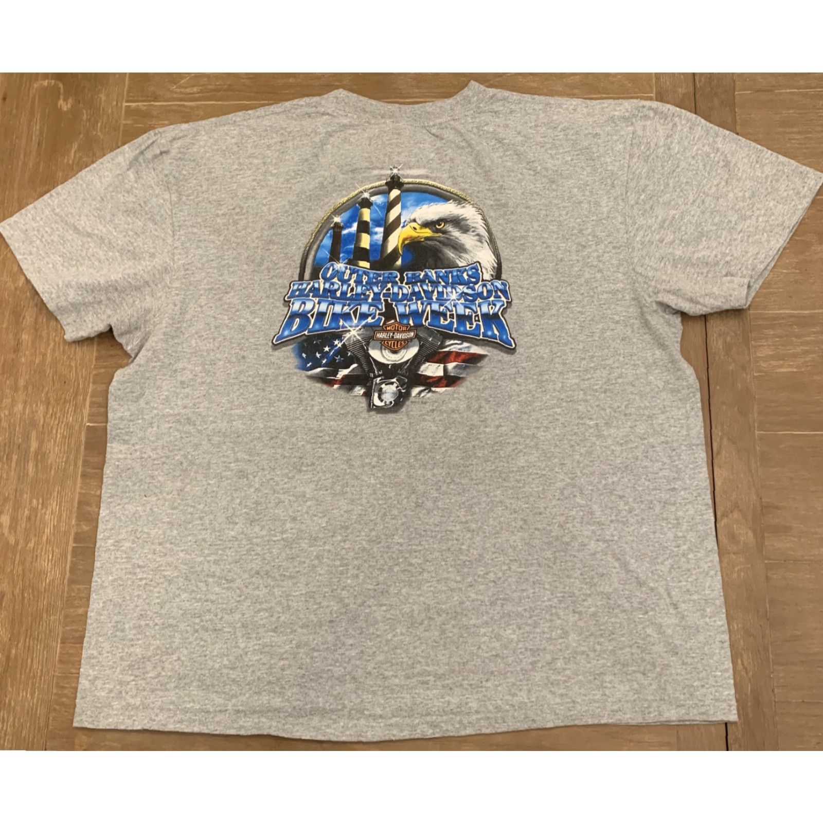 Harley Davidson VINTAGE Harley-Davidson T-Shirt Motorcycle Bike Week 2011 Outer Banks NC Gray Adult XXL Men's Size US XXL / EU 58 / 5 - 4 Thumbnail