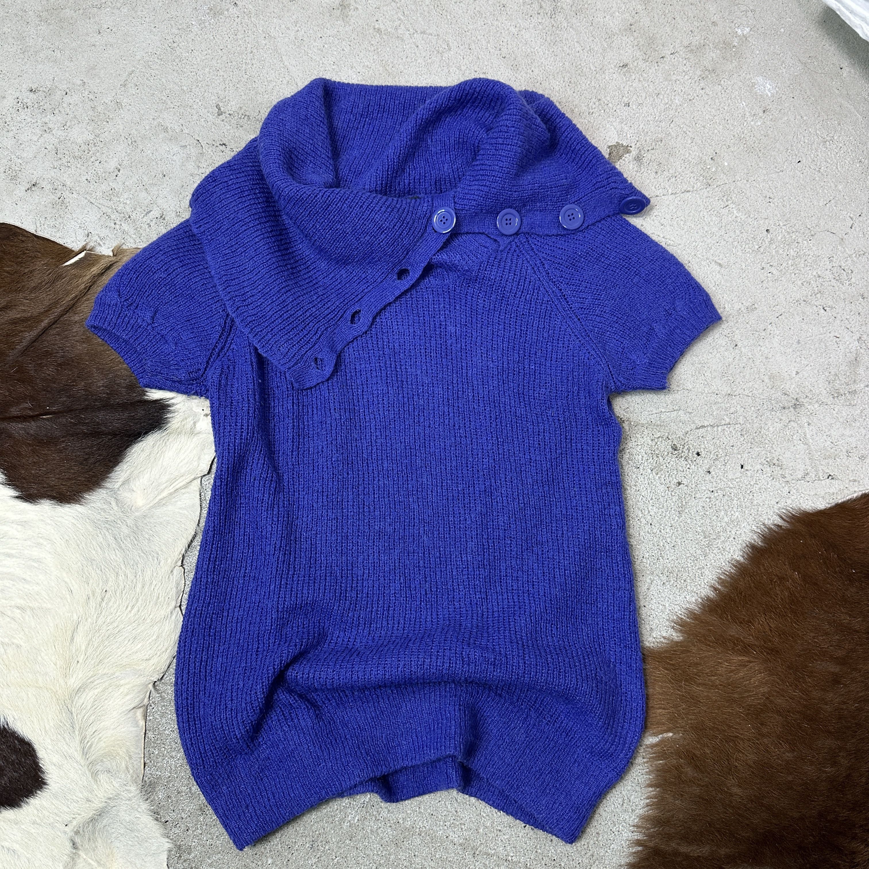 Vintage Vintage Mohair Violet Fitted Big Collar Buttoned Sweater 00s Size M / US 6-8 / IT 42-44 - 6 Thumbnail