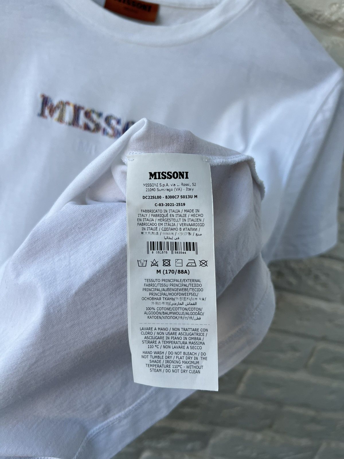 Missoni Missoni Milano White Embroidered Logo Tee T-Shirt Size M / US 6-8 / IT 42-44 - 6 Thumbnail