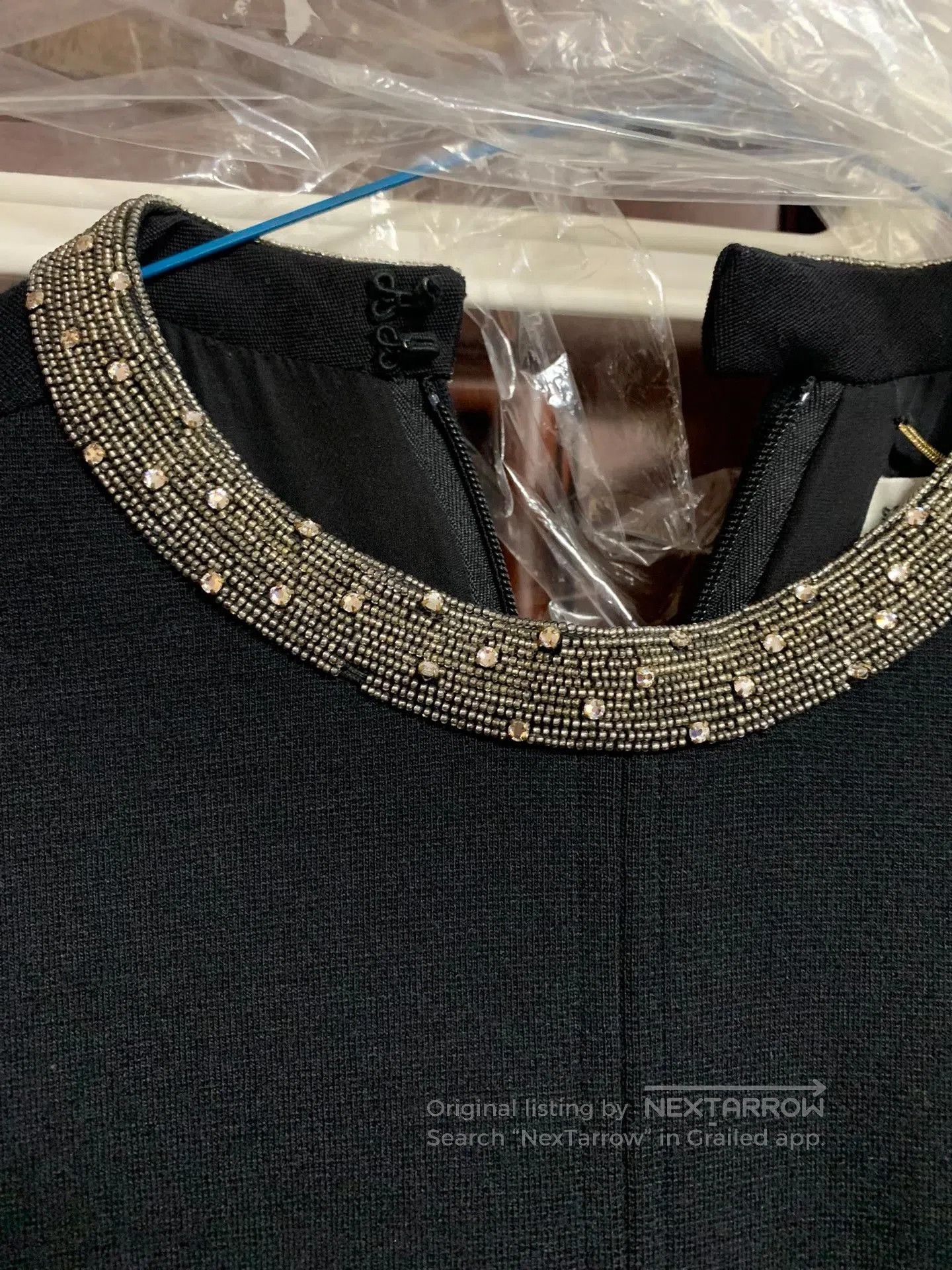 Saint Laurent Black Beaded Collar Dress. - www.trueticket.mx