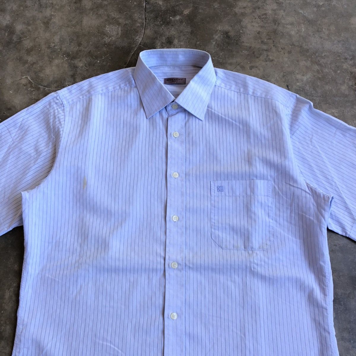 Givenchy 90s Vintage Givenchy Men Stripe Pocket Shirt Blue Luxury Size US XL / EU 56 / 4 - 2 Thumbnail