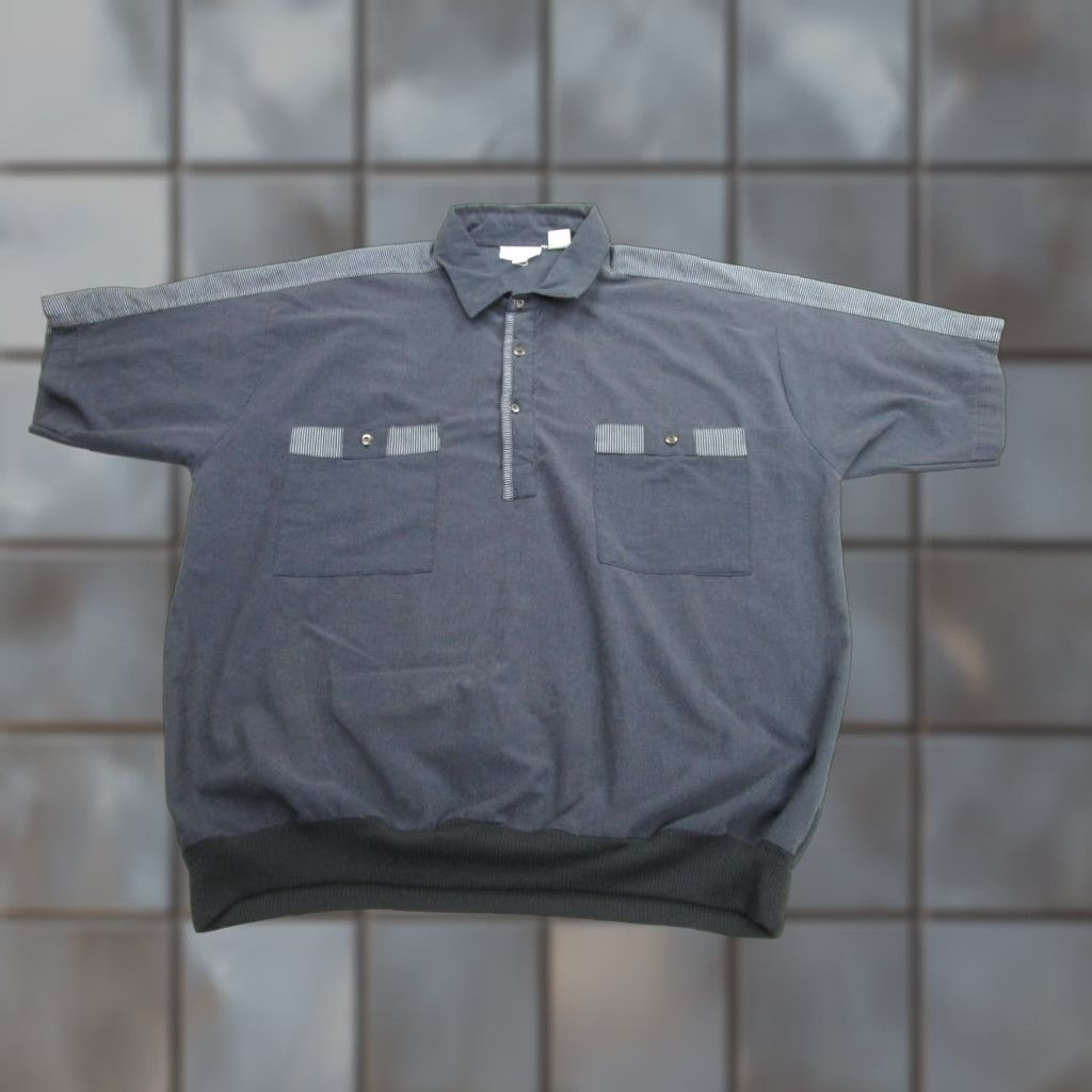 Vintage VINTAGE Envoy Shirt Polo Mens 1X Navy Short Sleeve Banded Hem Rockabilly Banlon Mens Size US XL / EU 56 / 4 - 1 Thumbnail
