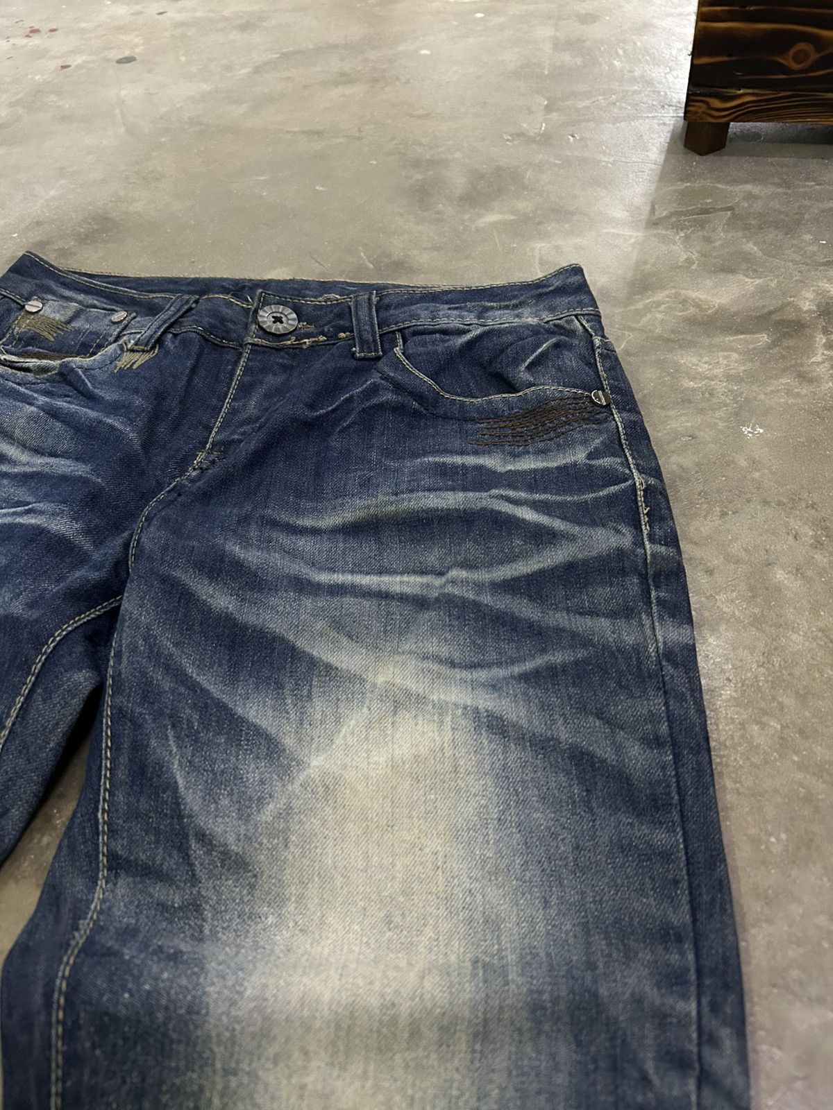 If Six Was Nine Jianai Denim Stacked Grunge Fit Heavy Fade Whisker Washed Size US 28 / EU 44 - 11 Thumbnail