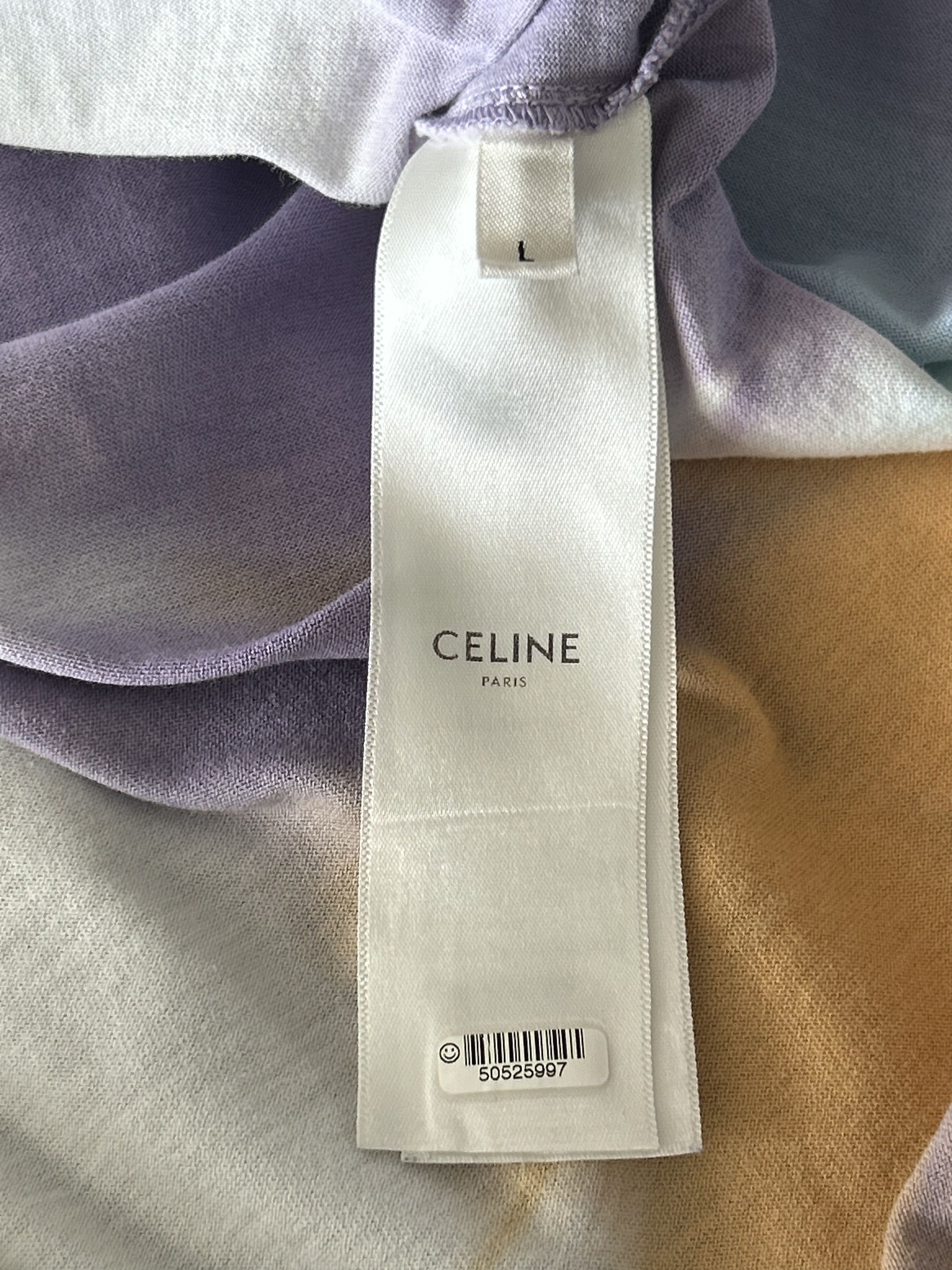 Celine Celine Tie-Dye & Black Studded Logo T-Shirt Size US L / EU 52-54 / 3 - 4 Thumbnail