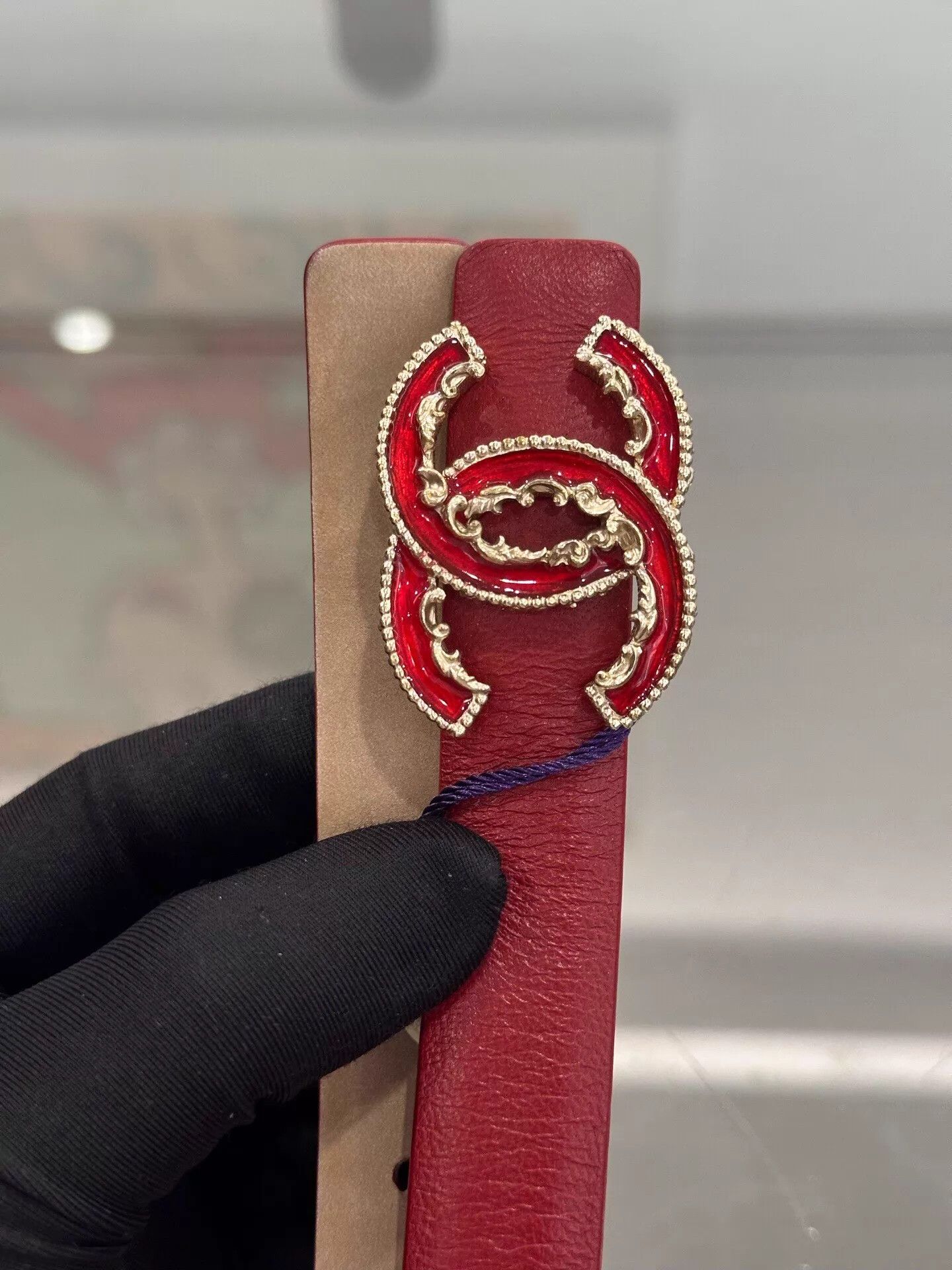 Chanel Chanel 2cm Red & Brown CC Logo Belt Size 85 Size ONE SIZE - 4 Thumbnail