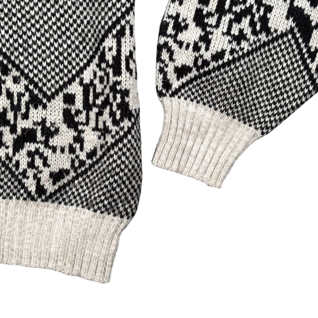 Vintage VINTAGE Giani Leone Sweater Adult 2XL Black White Acrylic Geometric Leather 80s Shirt Mens Size US XXL / EU 58 / 5 - 6 Thumbnail