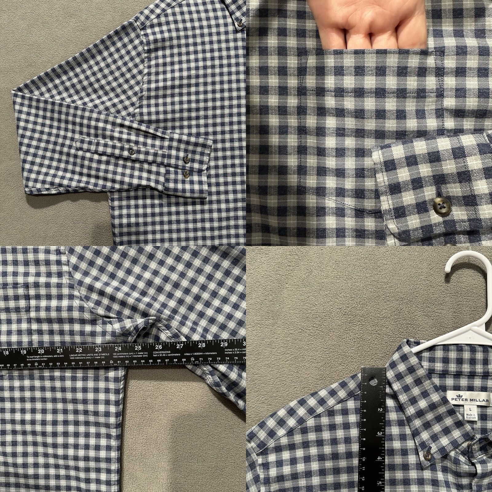 Peter Millar Peter Millar Shirt Men Large Blue Gray Betts Performance Check Plaid Button Down Size US L / EU 52-54 / 3 - 8 Thumbnail