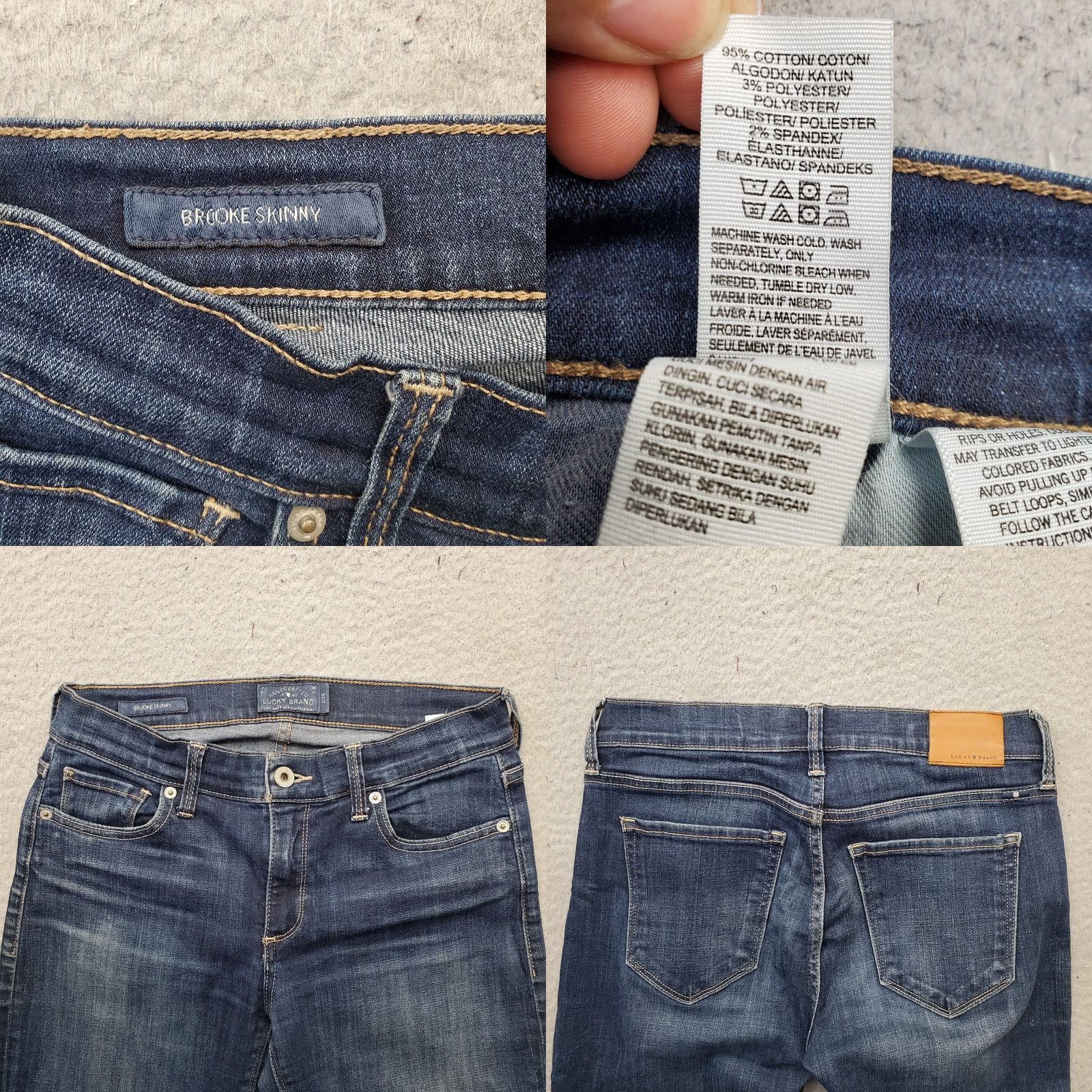 Lucky Brand Lucky Brand Brooke Skinny Jeans Womens 2/26 Blue Denim Faded Whiskered Raw Hem Denim Jeans Slim 5-Pocket Womens Size 2 Blue - Pre-owned Size 26" / US 2 / IT 38 - 8 Thumbnail