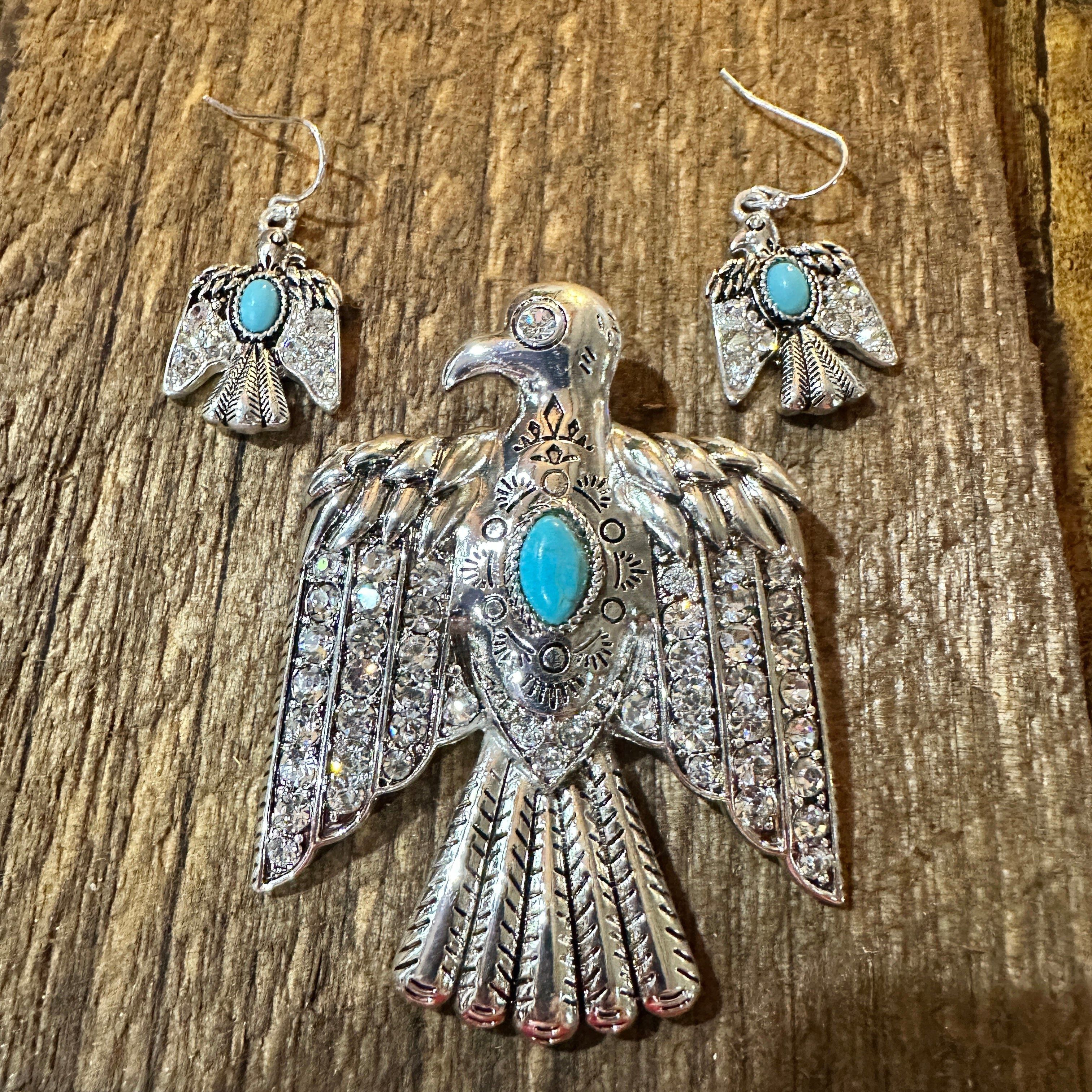 Other Boho Thunderbird Majesty: Turquoise & Silver Pendant of Stre Size ONE SIZE - 8 Thumbnail