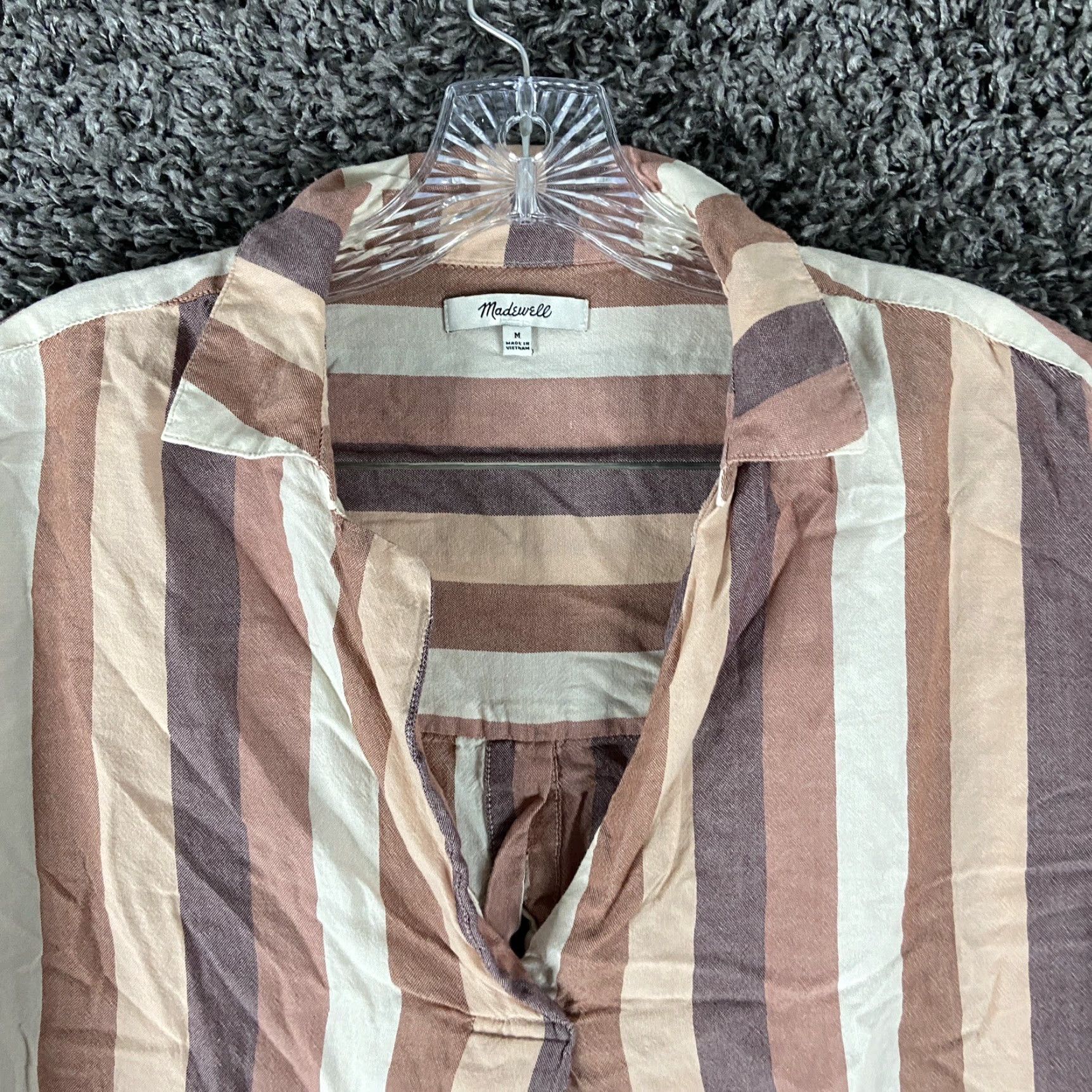 Madewell Madewell Womens Pink Striped V-Neck Short Sleeve Blouse M Size M / US 6-8 / IT 42-44 - 6 Thumbnail