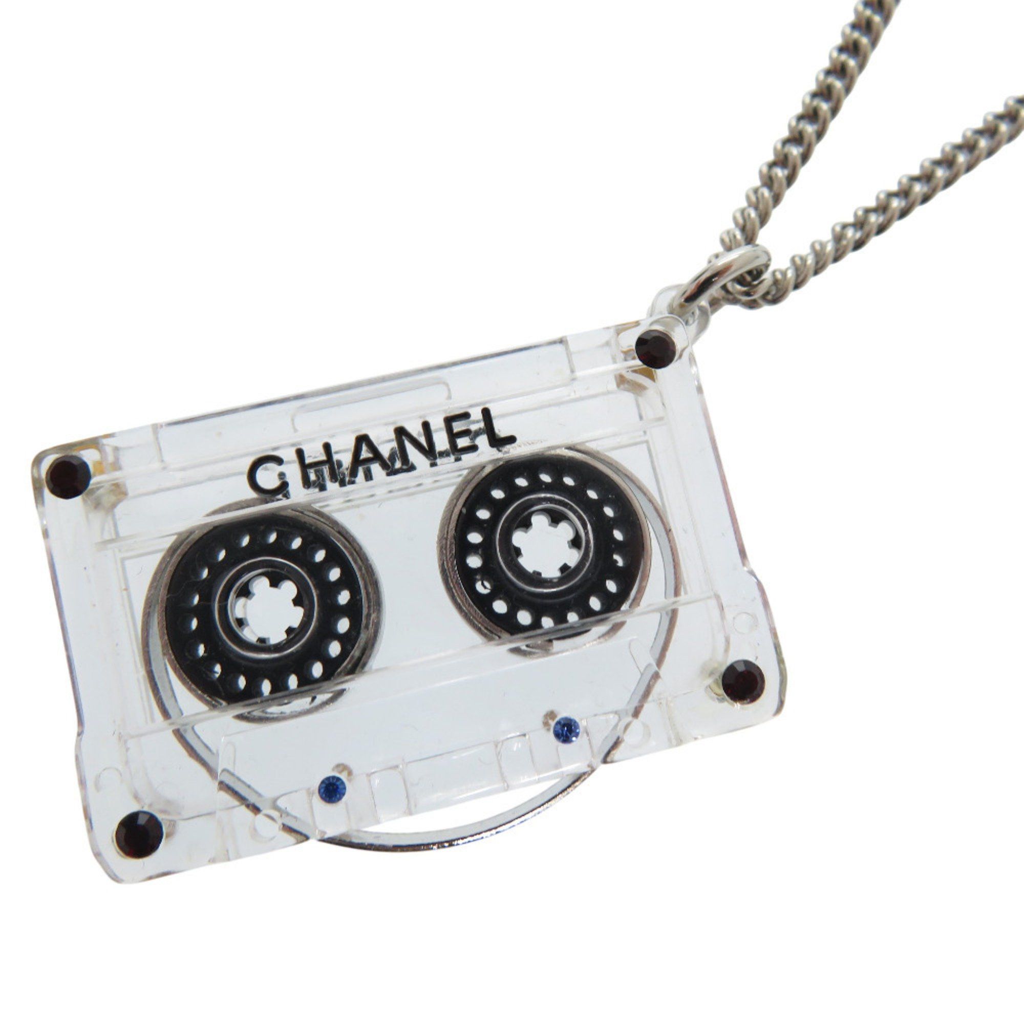 Chanel CHANEL Cassette Tape Rhinestone Necklace, Plastic, Clear, 1434 Size ONE SIZE - 1 Thumbnail