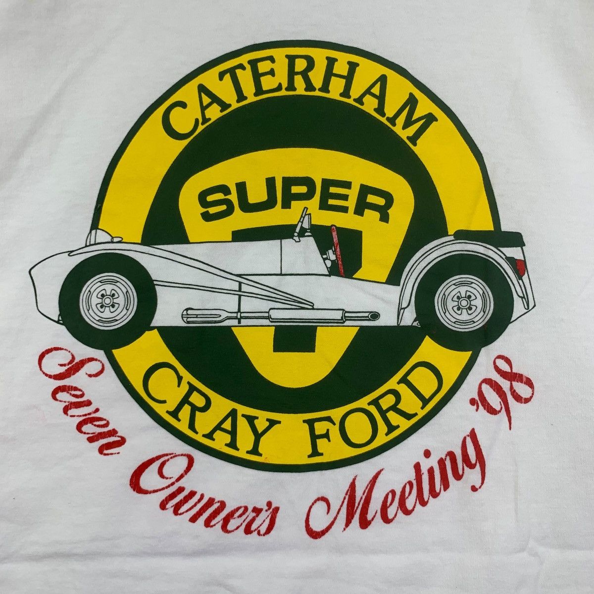 Vintage Vintage 1998 CATERHAM SUPER 7 Cray Ford Owner T Shirt Size US L / EU 52-54 / 3 - 5 Thumbnail