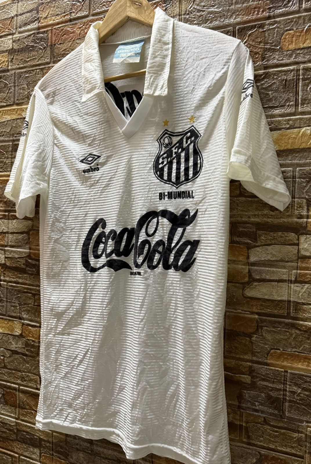 Coca Cola SANTOS HOME FOOTBAL SHIRT 91/92 Size US S / EU 44-46 / 1 - 4 Thumbnail