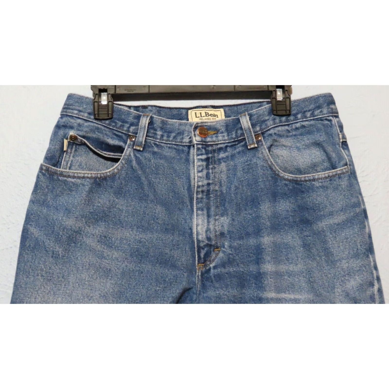 Vintage VINTAGE L.L. Bean Jeans Men 34x29 Blue Denim Pant Relaxed Fit 5-Pocket Logo USA Comfort Breathable Lined Straight Vintage USA Mens Jeans Size US 34 / EU 50 - 4 Thumbnail