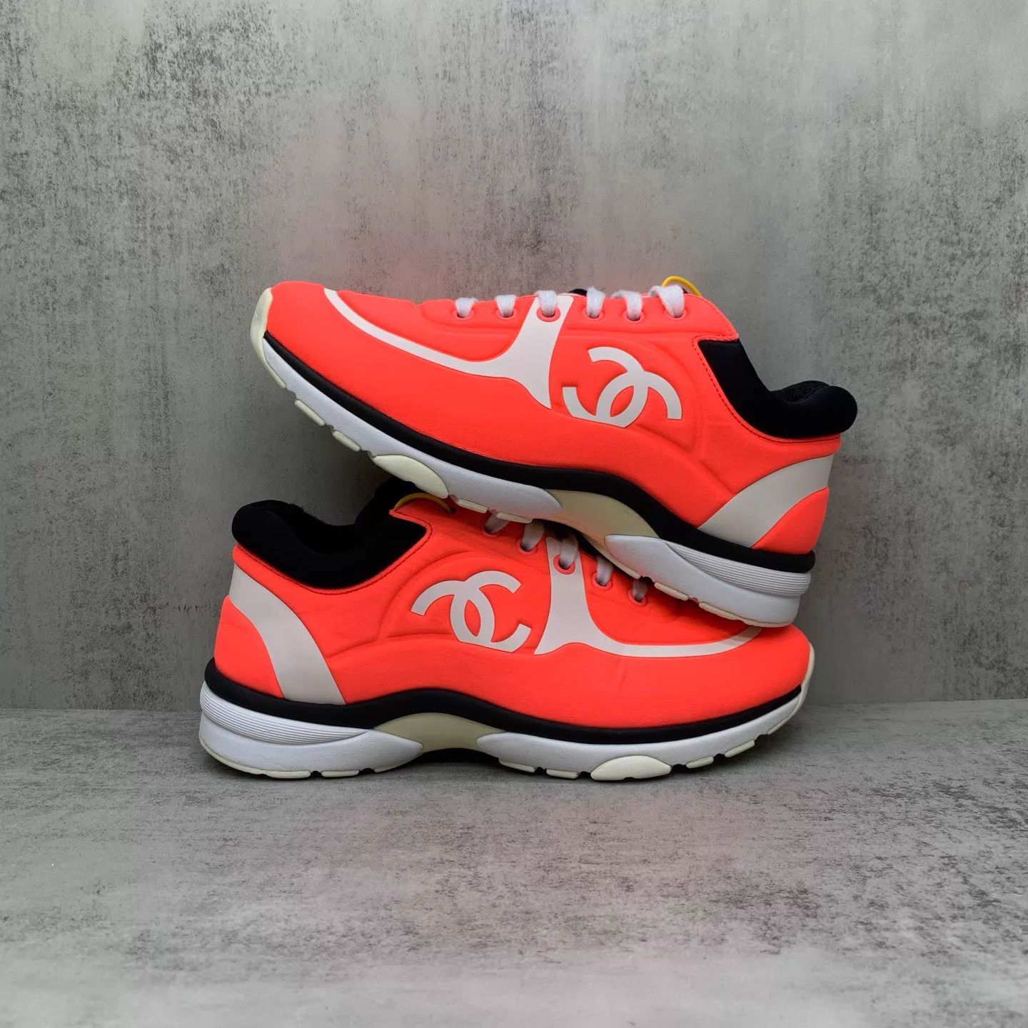 Chanel Chanel Tangerine Pink CC Logo Sneakers 37 98 New Size US 6.5 / IT 36.5 - 2 Thumbnail