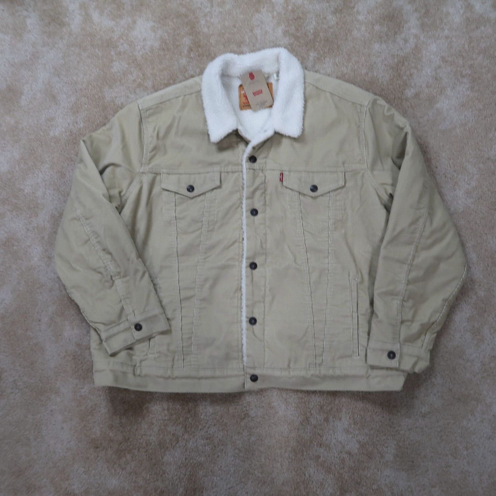 image of Levis Levi's Sherpa Lined Trucker Jacket Men's 2Xl New Standard Fit Corduroy in White