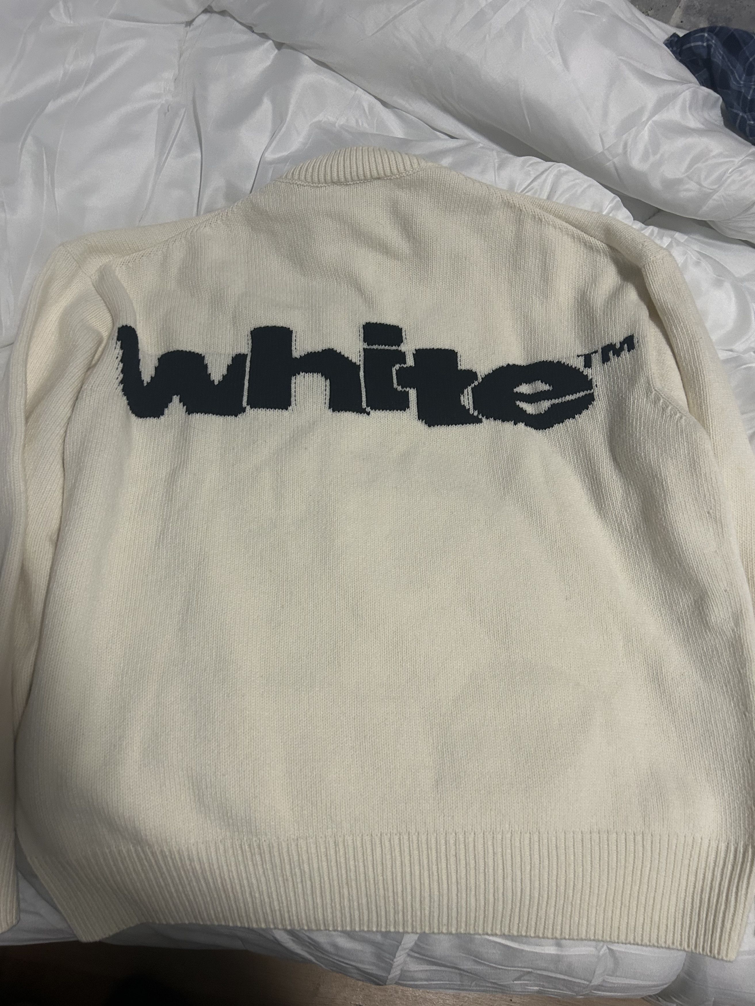 Off-White off-white jersey with logo intarsia Size US M / EU 48-50 / 2 - 5 Thumbnail