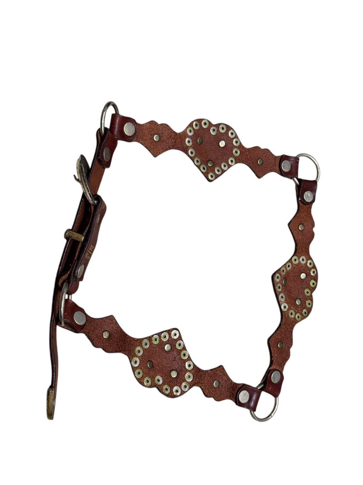 Native × Vintage GROMMET WAIST CHAIN HEART SHAPE BELT LEATHER Size 32 - 6 Thumbnail
