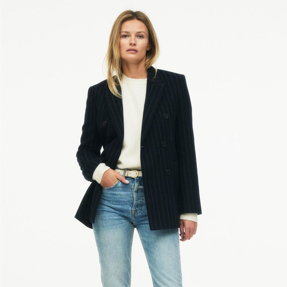 NWT ZARA LIMITED EDITION WOOL BLEND BLAZERNAVY BLUE SIZE M