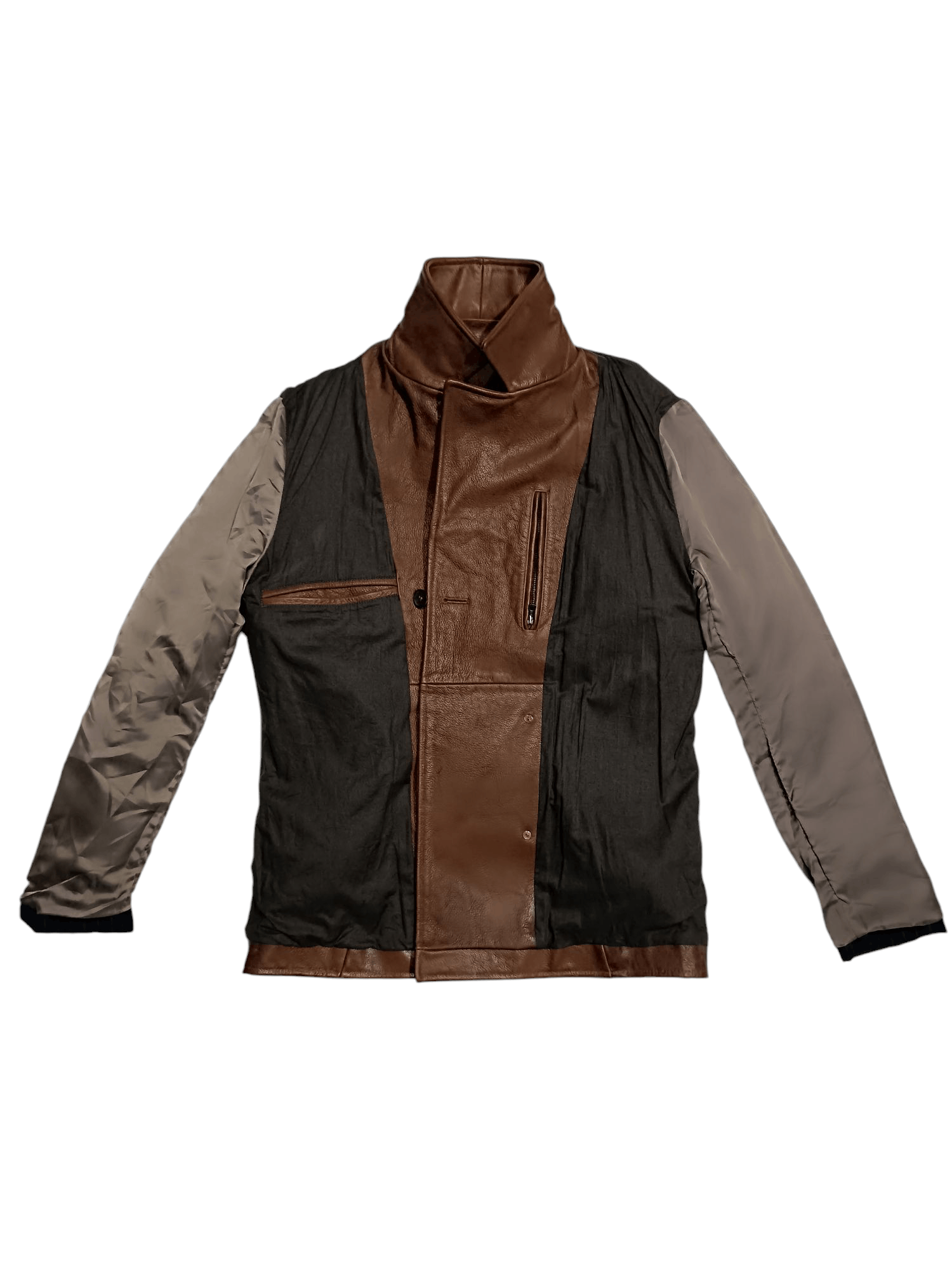 Leather × Other Brown Leather Combine Polyester Peacoat Double Breasted Size US L / EU 52-54 / 3 - 10 Thumbnail