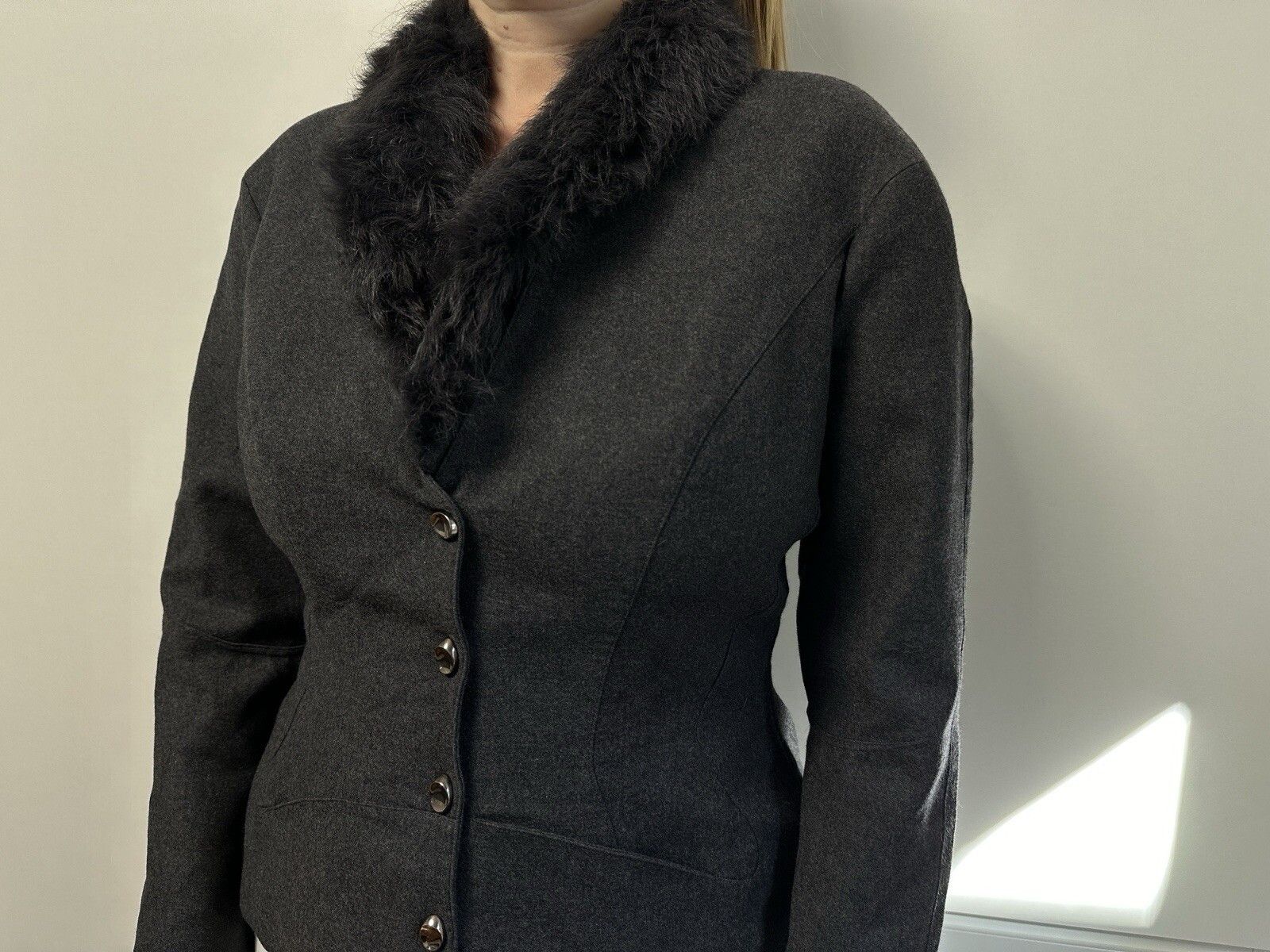 Thierry Mugler Vintage 90s Thierry Mugler Womens Fur Jacket wool cashmere Size L / US 10 / IT 46 - 8 Thumbnail