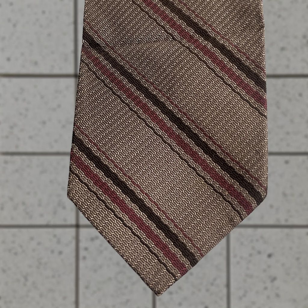 MCM VINTAGE Tie Repp Tie Skinny Woven MCM Stripe Gray Red Black Slim Tie 2x54 Neckwear Men One Size Gray Red Black Multi 1960s Capsule Necktie Size ONE SIZE - 1 Thumbnail