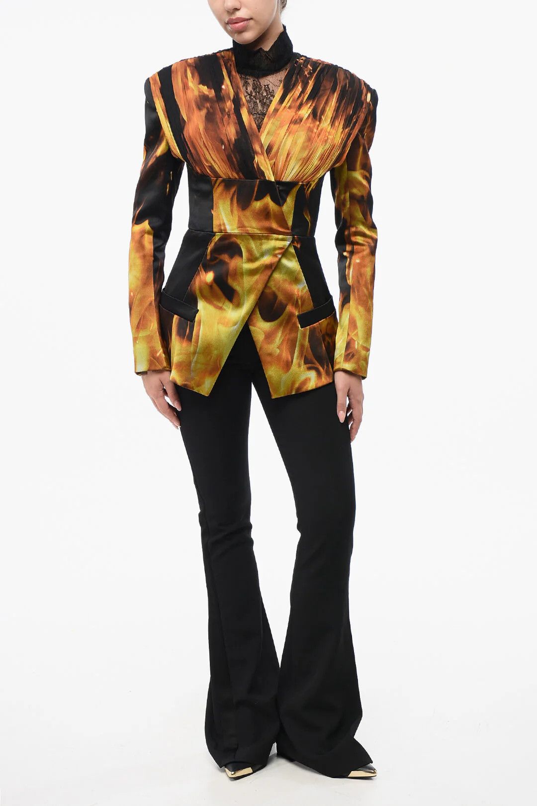Balmain og1mm0326 Collarless Blazer in Orange Size M / US 6-8 / IT 42-44 - 4 Thumbnail