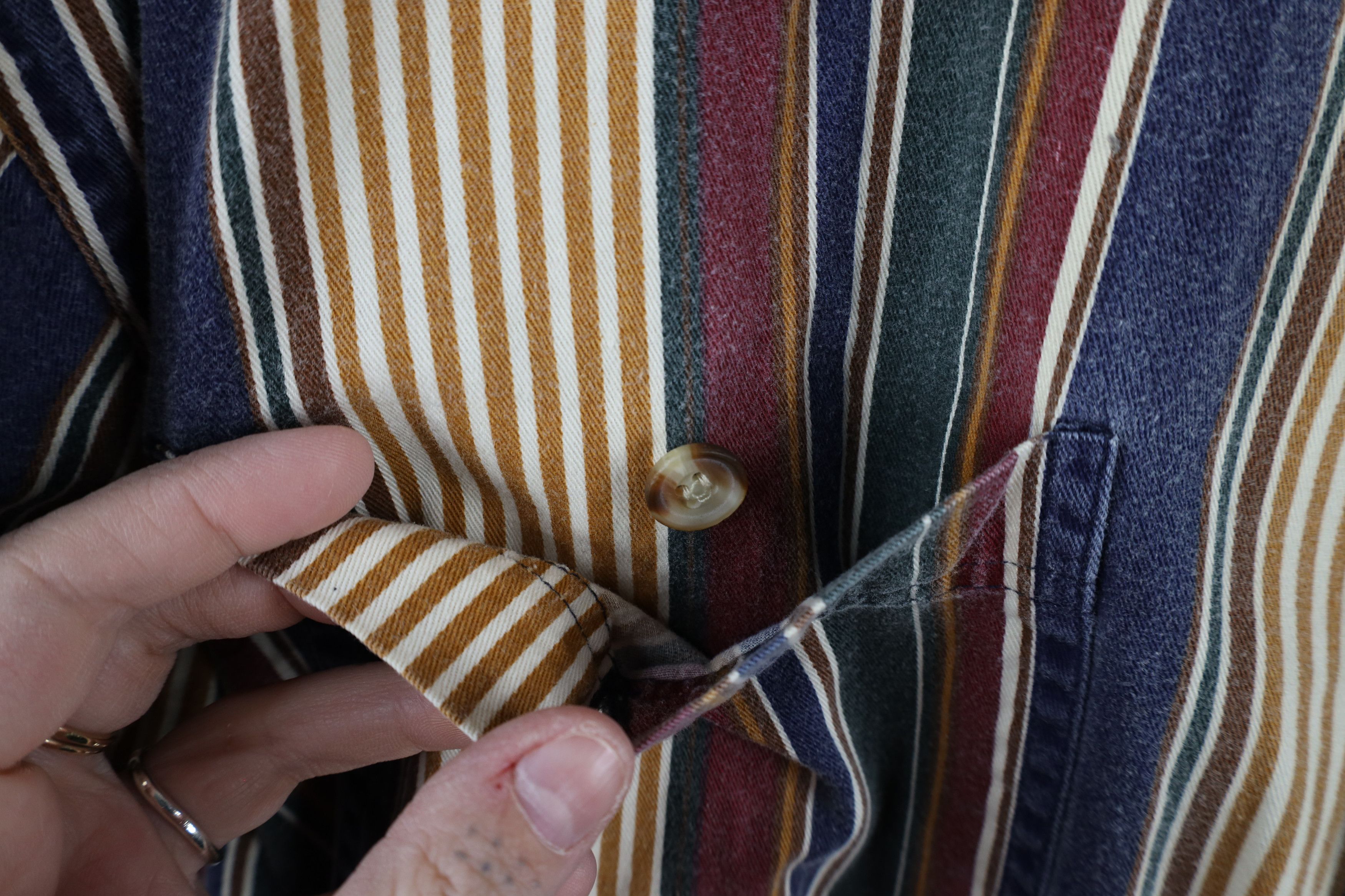Vintage Vintage 90s Streetwear Striped Band Collar Button Shirt Size US M / EU 48-50 / 2 - 5 Thumbnail