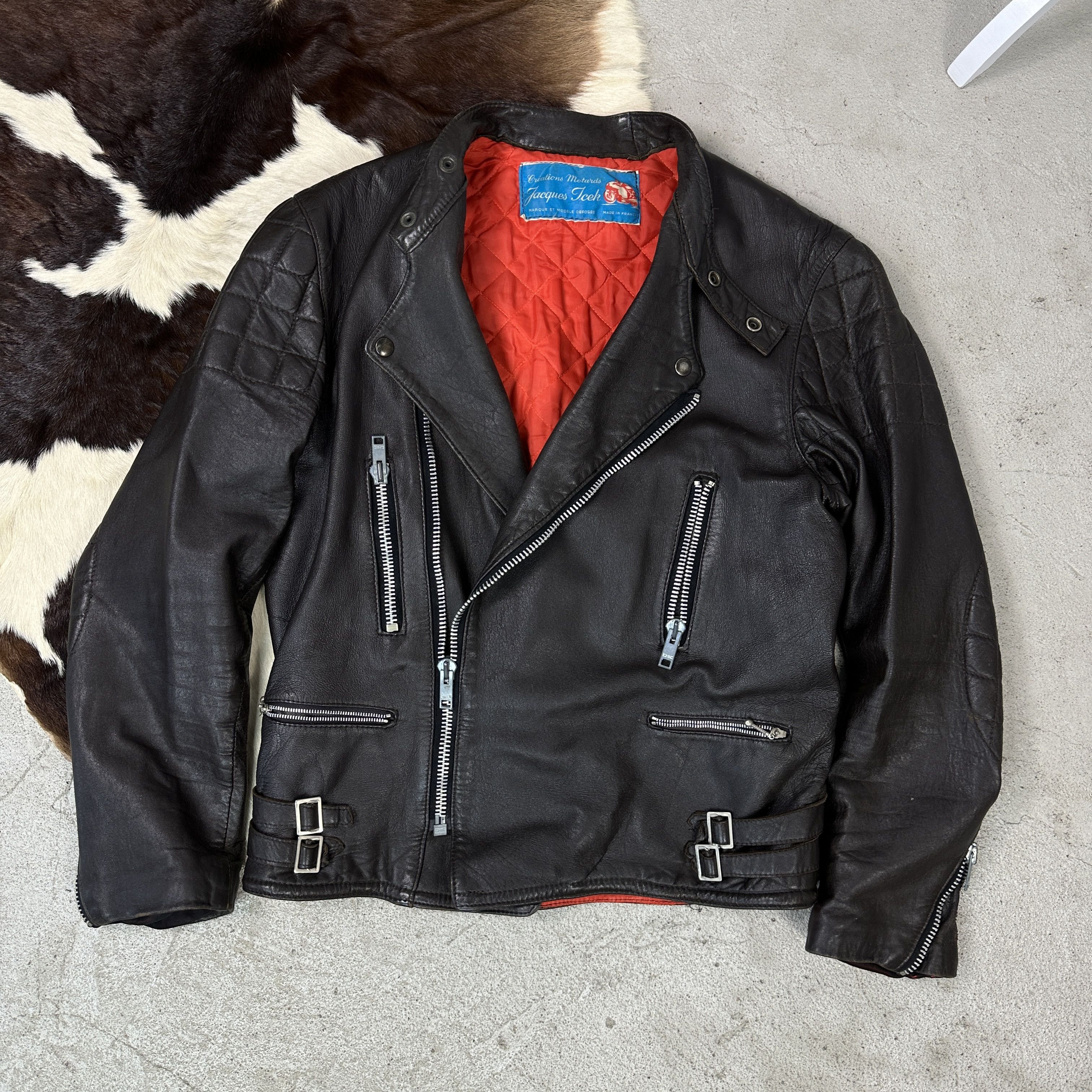 Genuine Leather × Vintage Rare Vintage 60s Moto Cuir Cafe Racer Leather Jacket Size US M / EU 48-50 / 2 - 2 Thumbnail