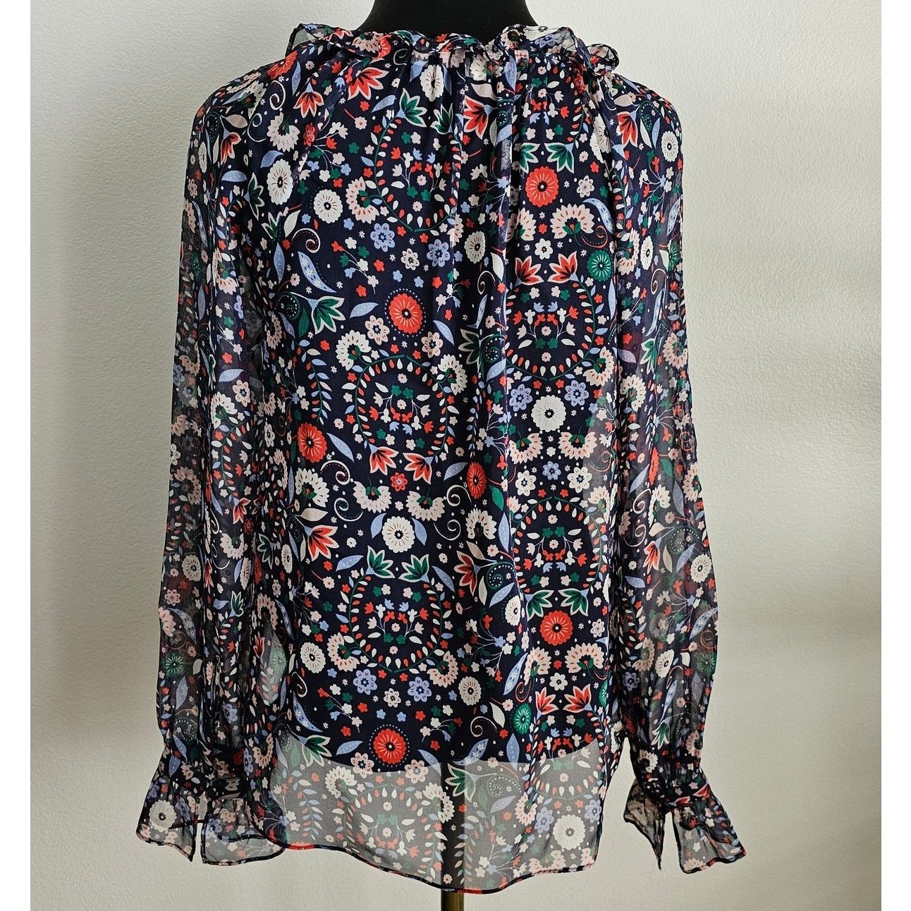 Boden Boden Women's Sheer Floral L/S Silk Chiffon Blouse UK 6 US 2 Size XS / US 0-2 / IT 36-38 - 4 Thumbnail