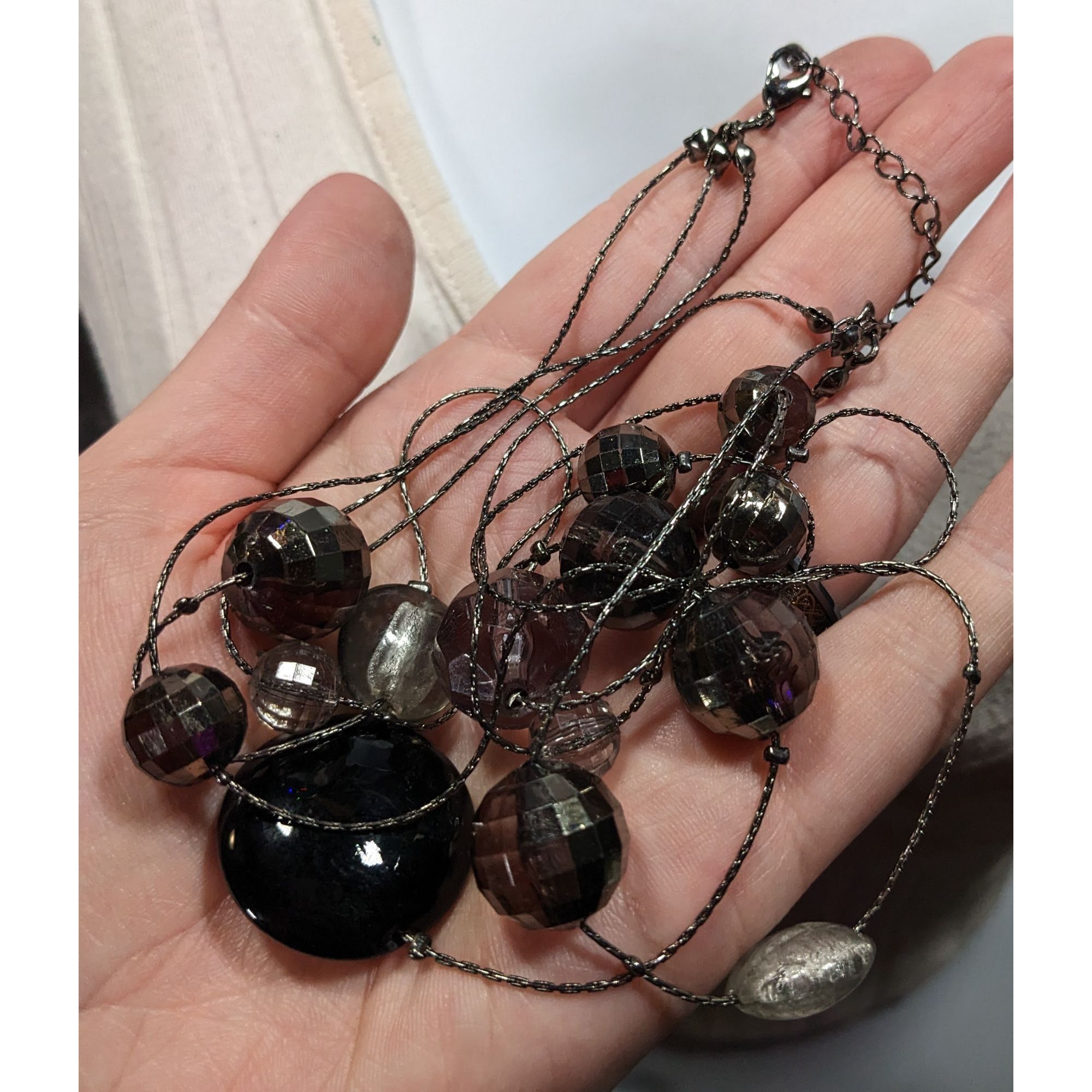Other Dark Elegant Black And Silver Tone Layered Station Necklace Size ONE SIZE - 3 Thumbnail