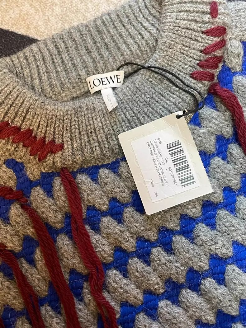 Loewe LOEWE Colorful short wool sweater with fringe decoration Size S / US 4 / IT 40 - 7 Thumbnail